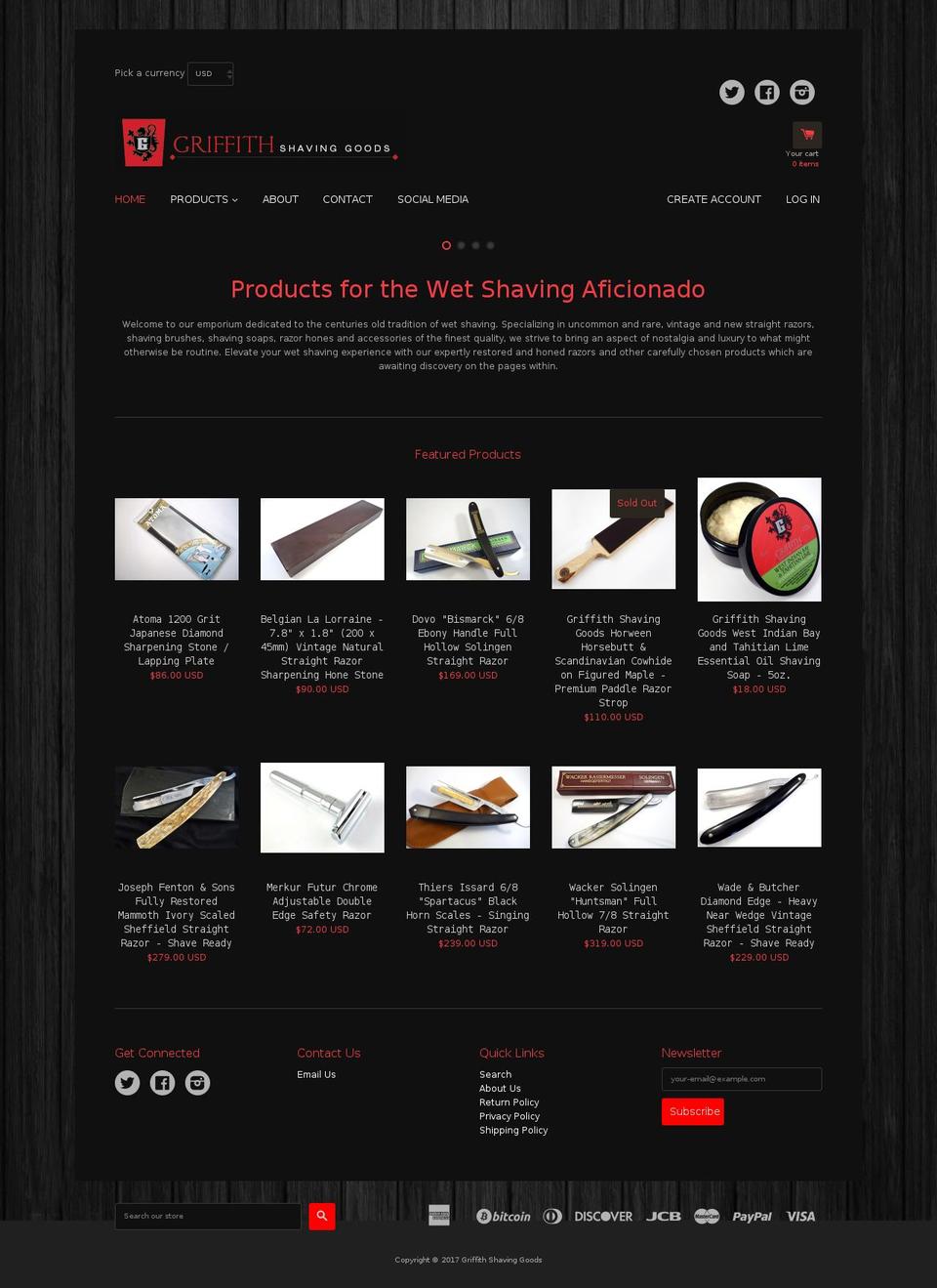 griffithshavinggoods.com shopify website screenshot