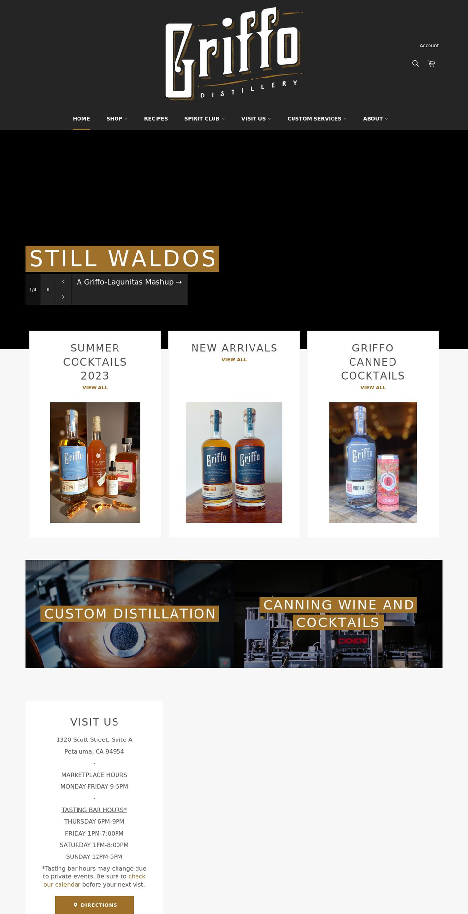 griffodistillery.com shopify website screenshot