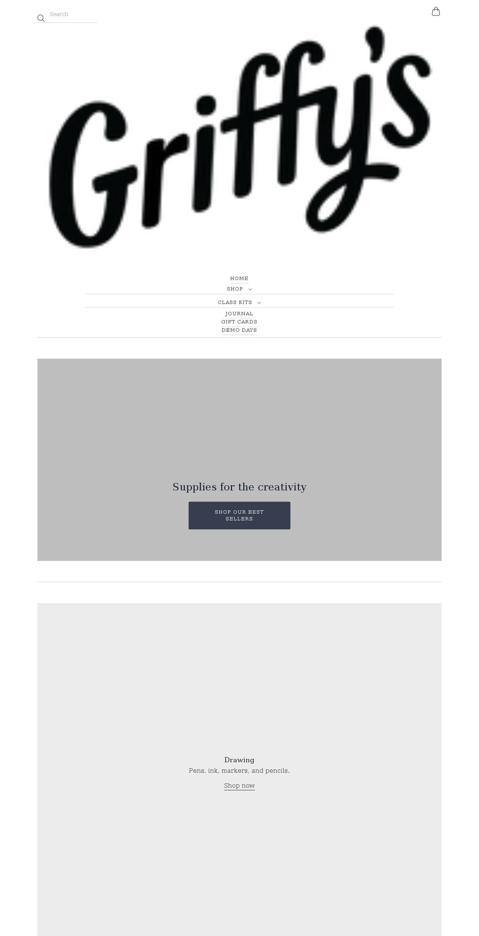 griffysartsupply.com shopify website screenshot