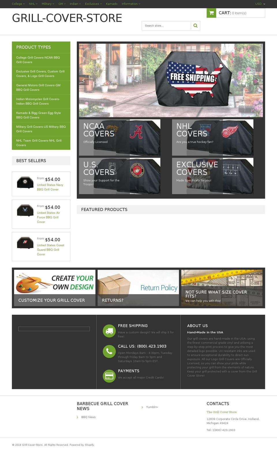 grill-cover-store.com shopify website screenshot