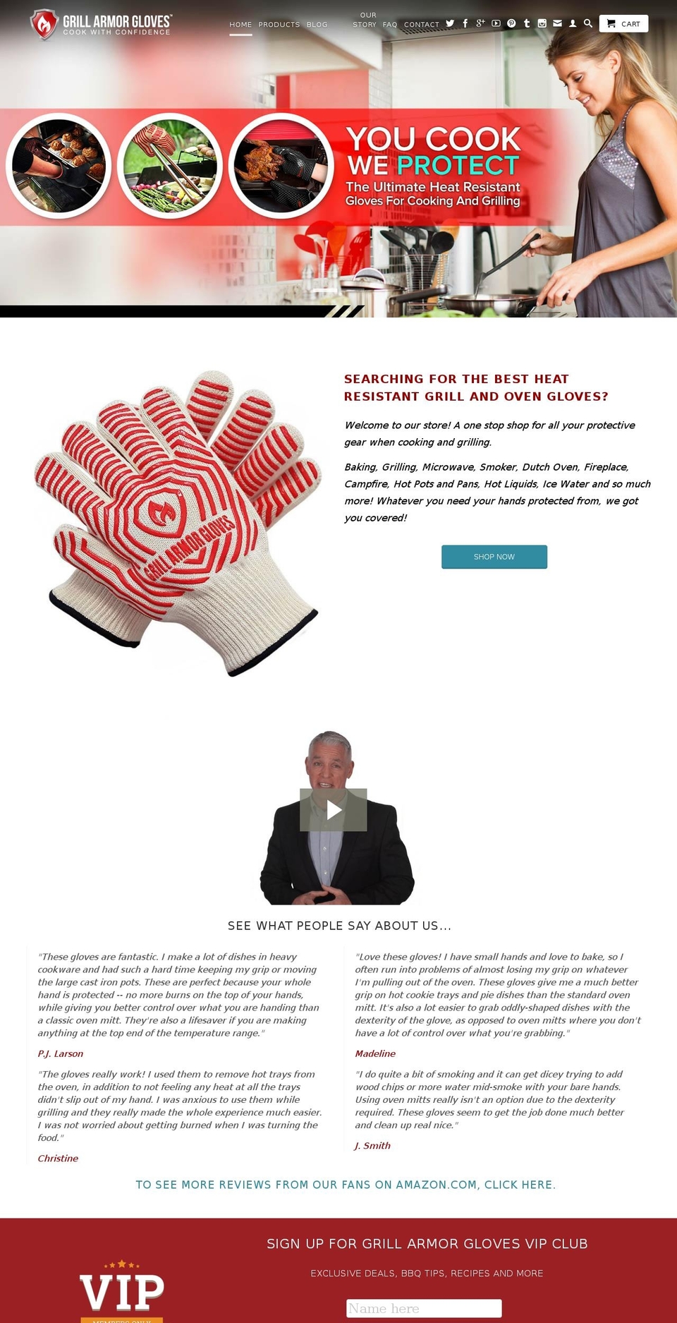 grillarmorgloves.com shopify website screenshot