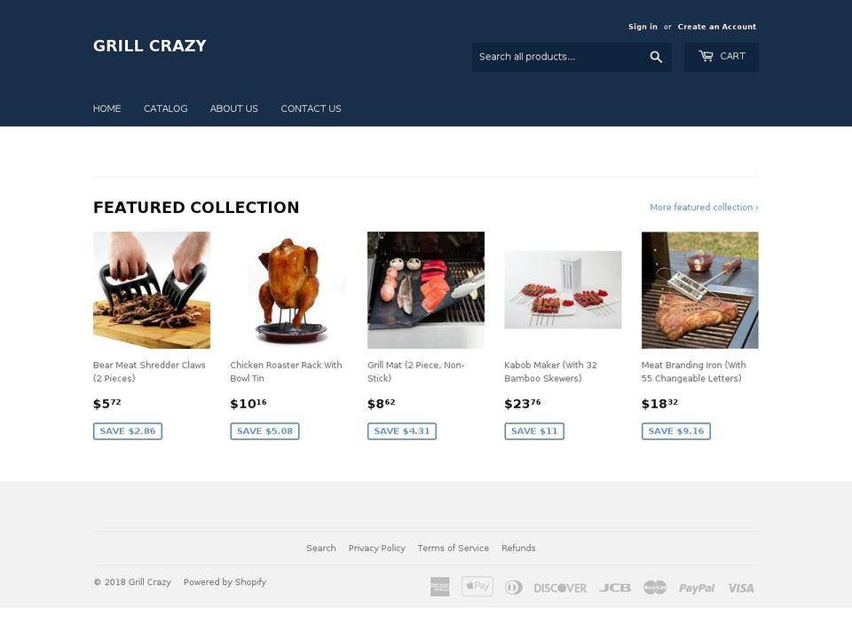 grillcrazy.net shopify website screenshot