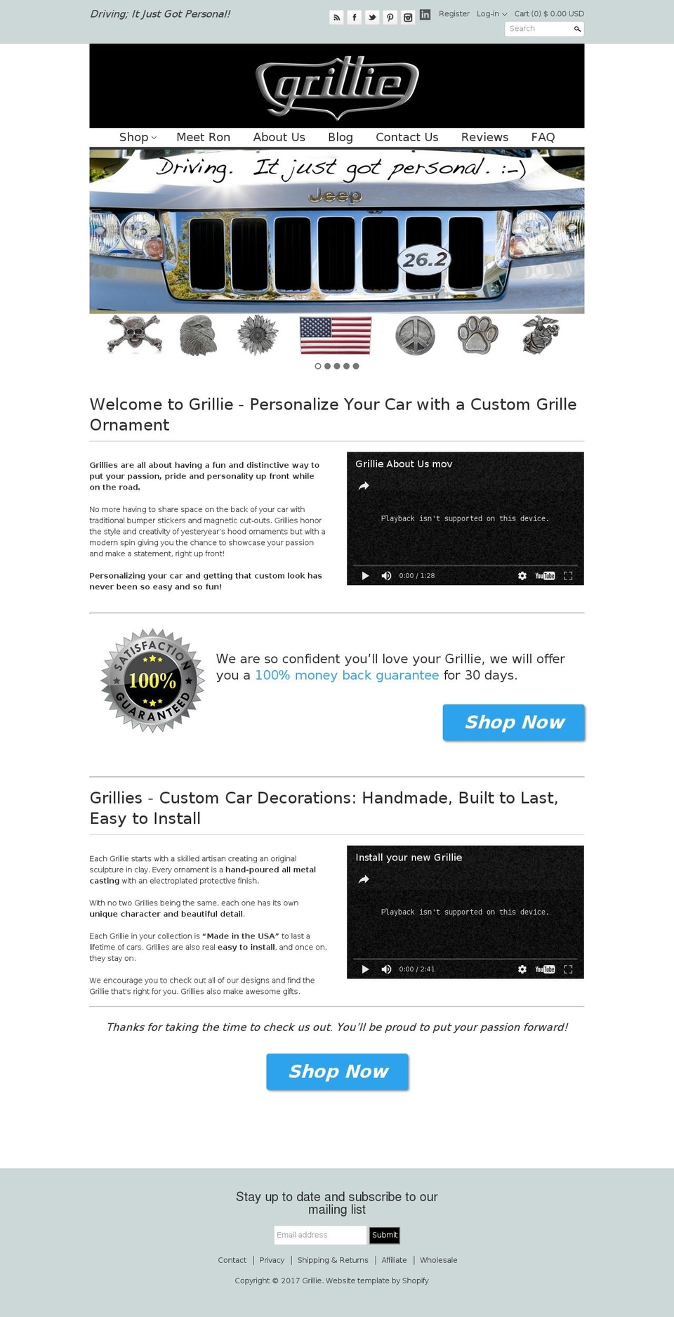 grillie.com shopify website screenshot