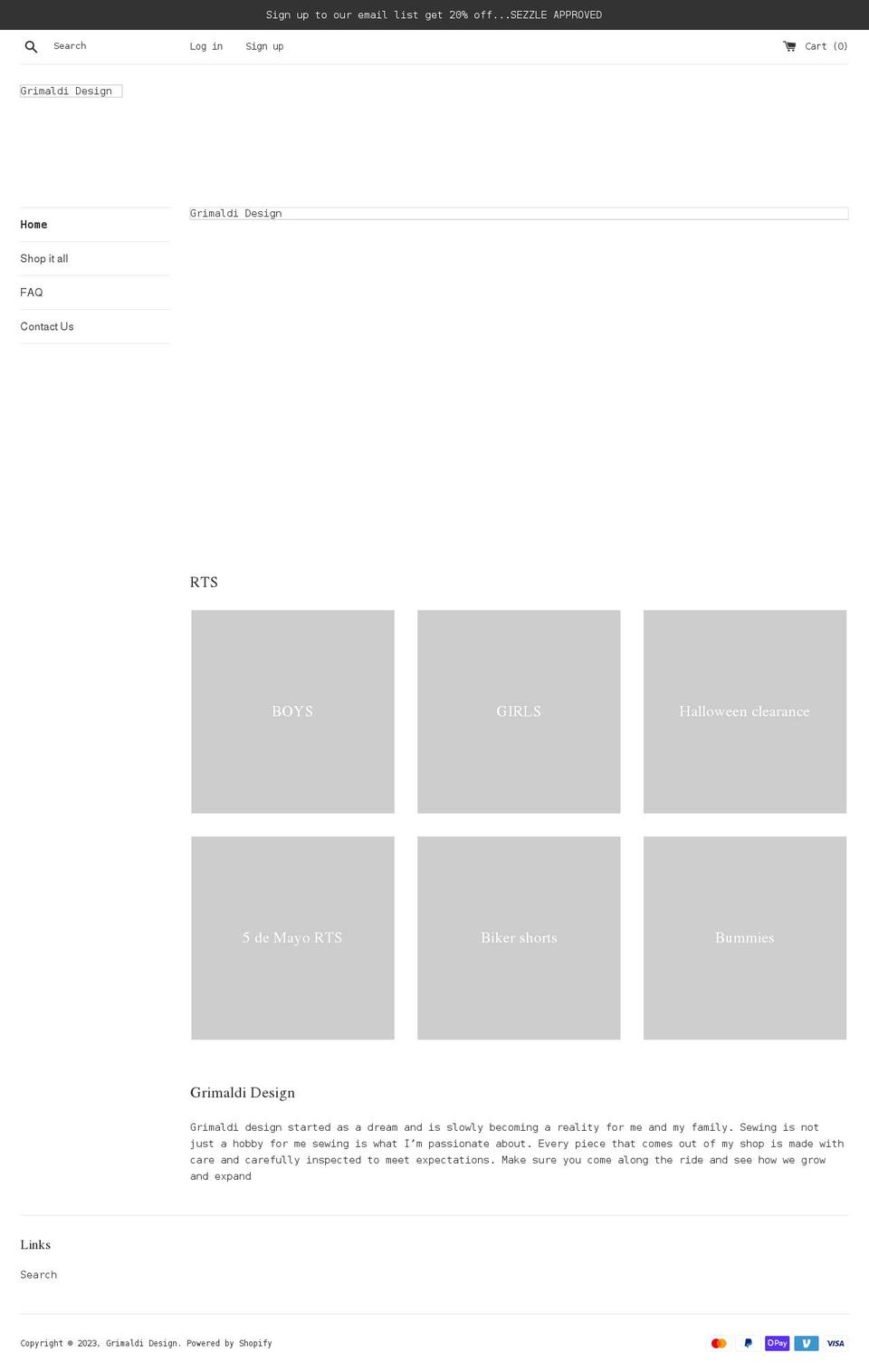 grimaldidesign.com shopify website screenshot