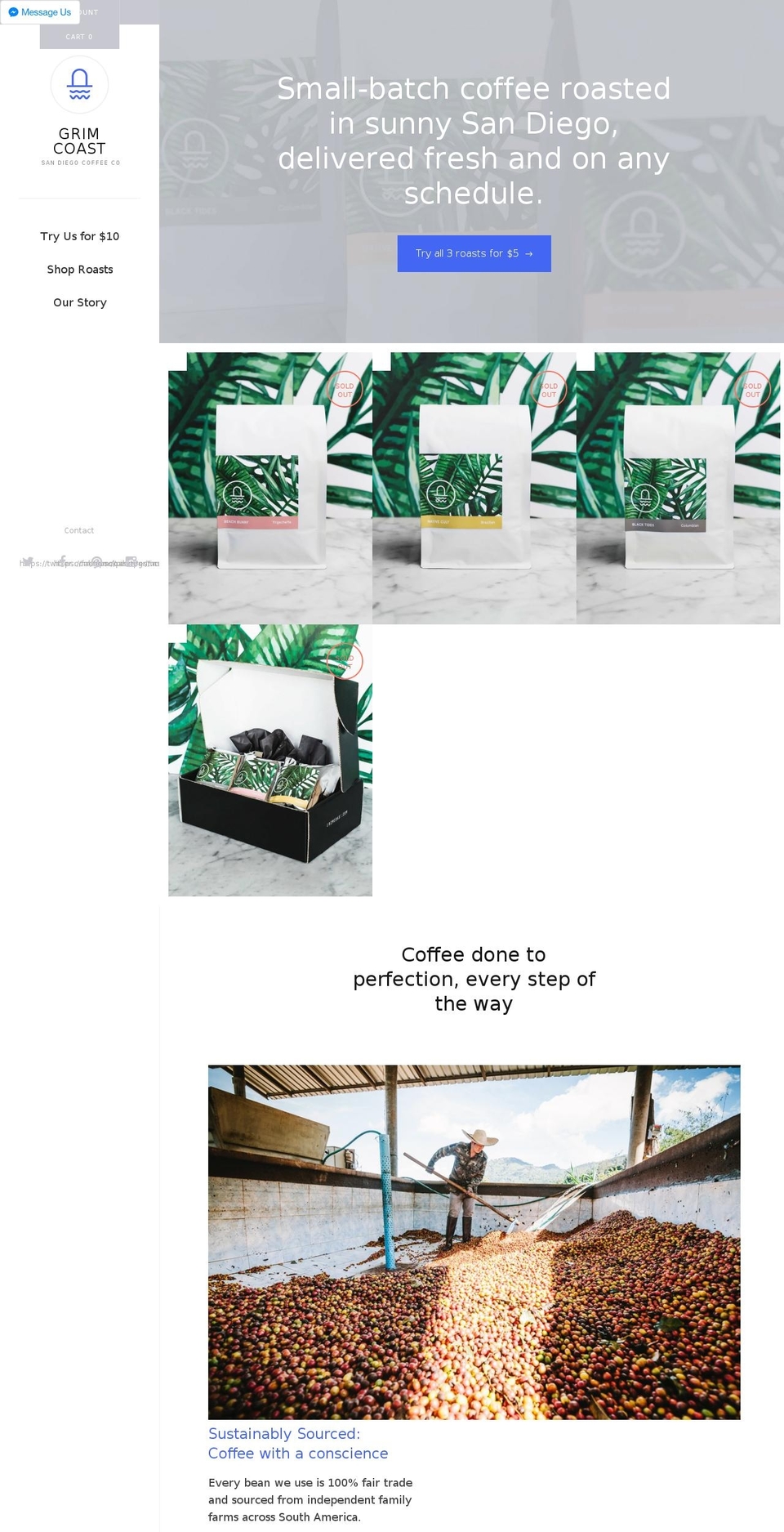 grimcoast.com shopify website screenshot