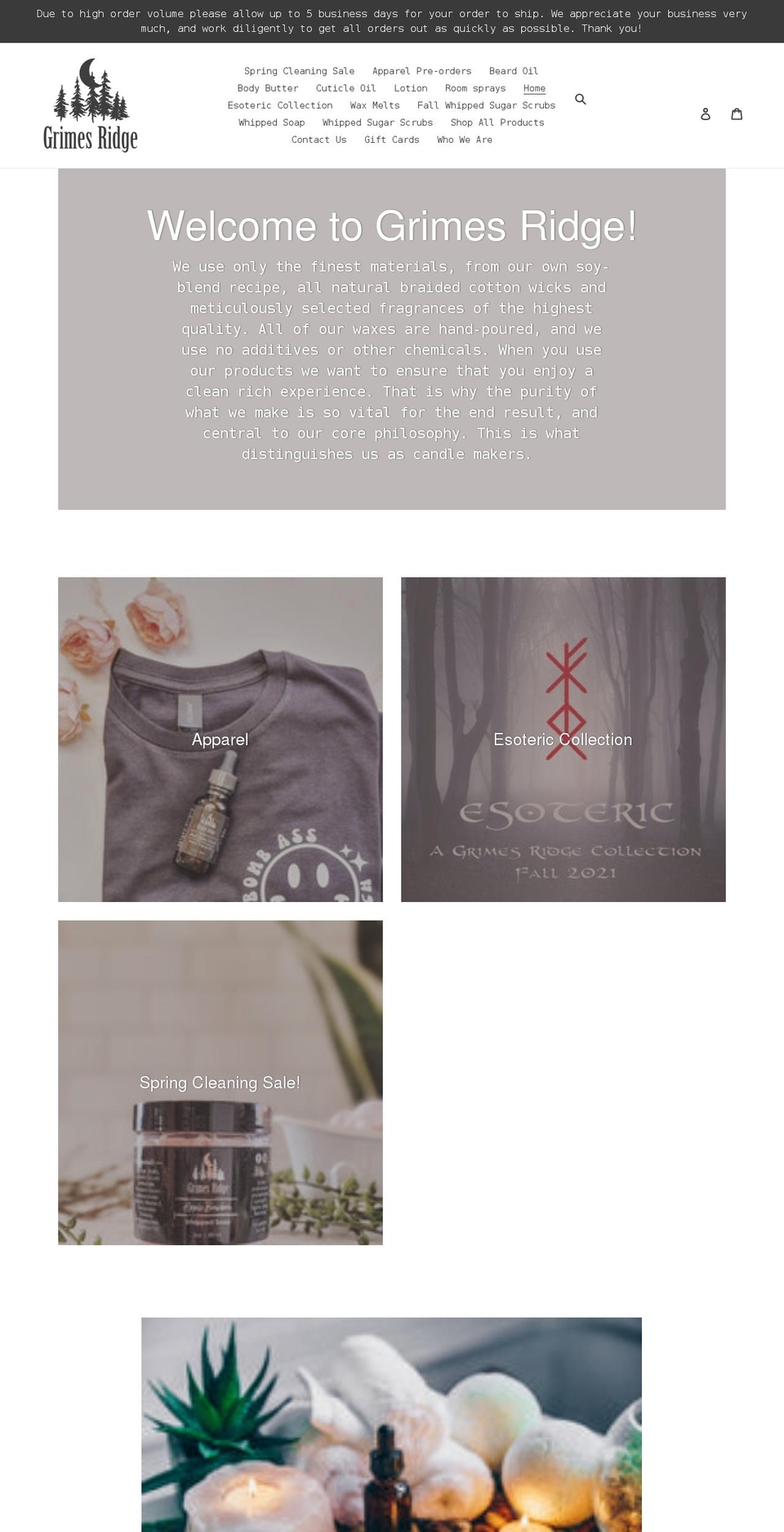 grimesridge.com shopify website screenshot