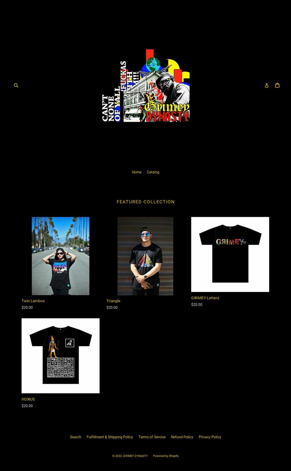 grimeydynasty.net shopify website screenshot
