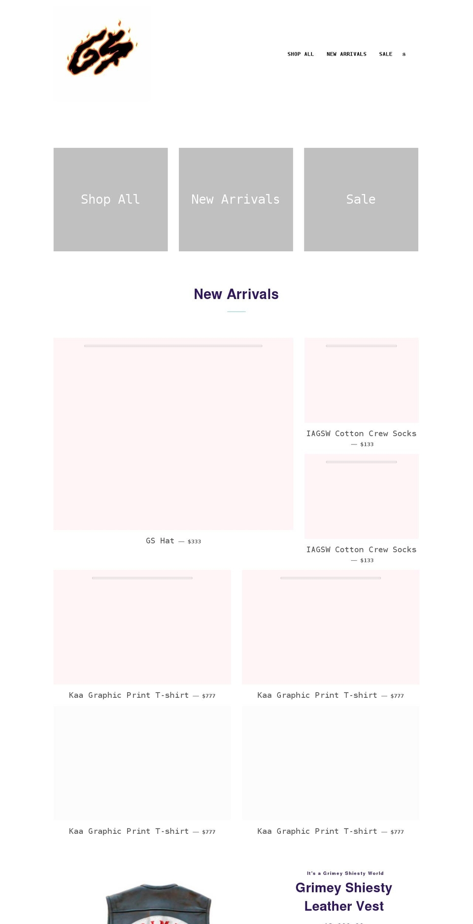 grimeyshiesty.com shopify website screenshot