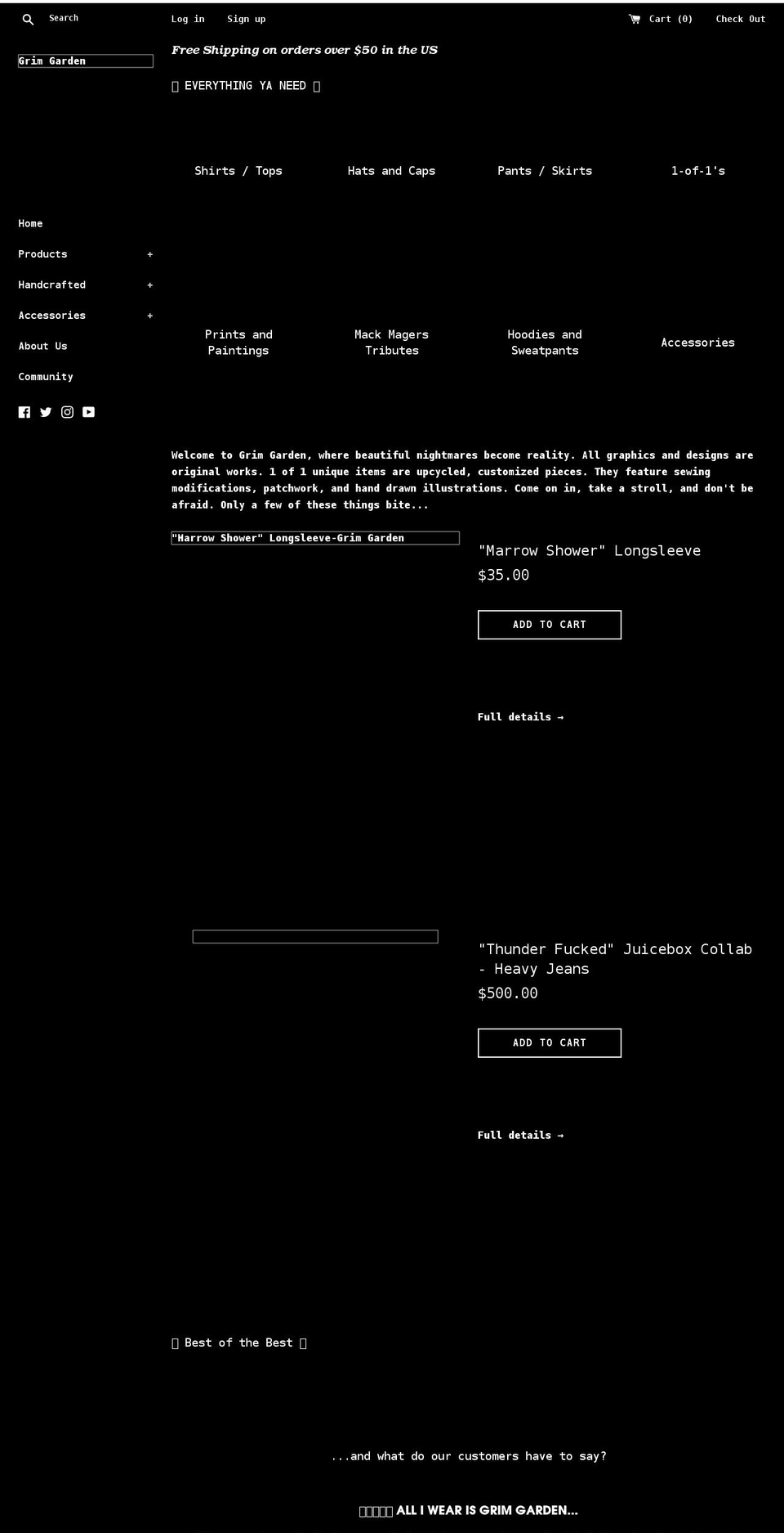 grimgardenllc.com shopify website screenshot