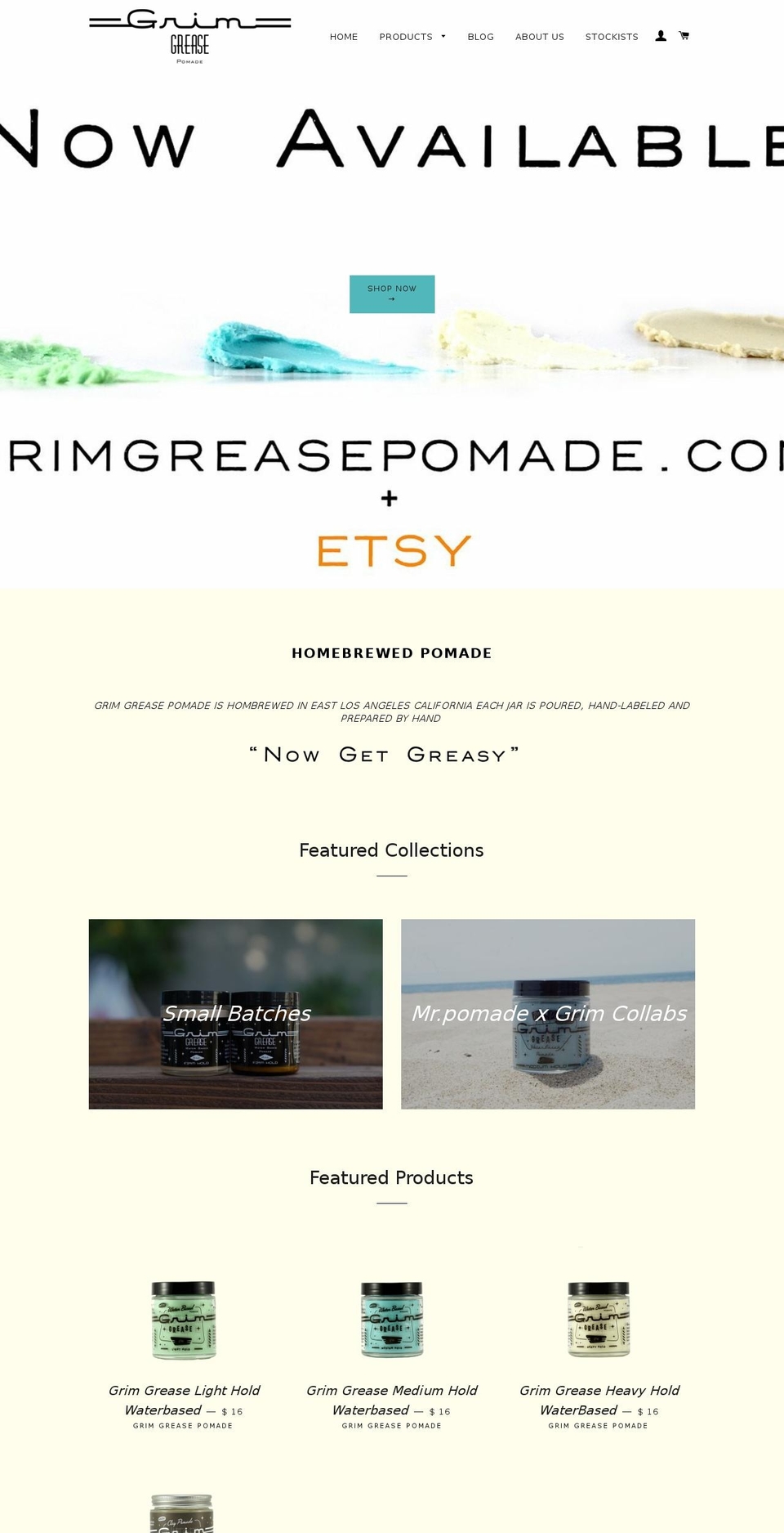 grimgreasepomade.com shopify website screenshot