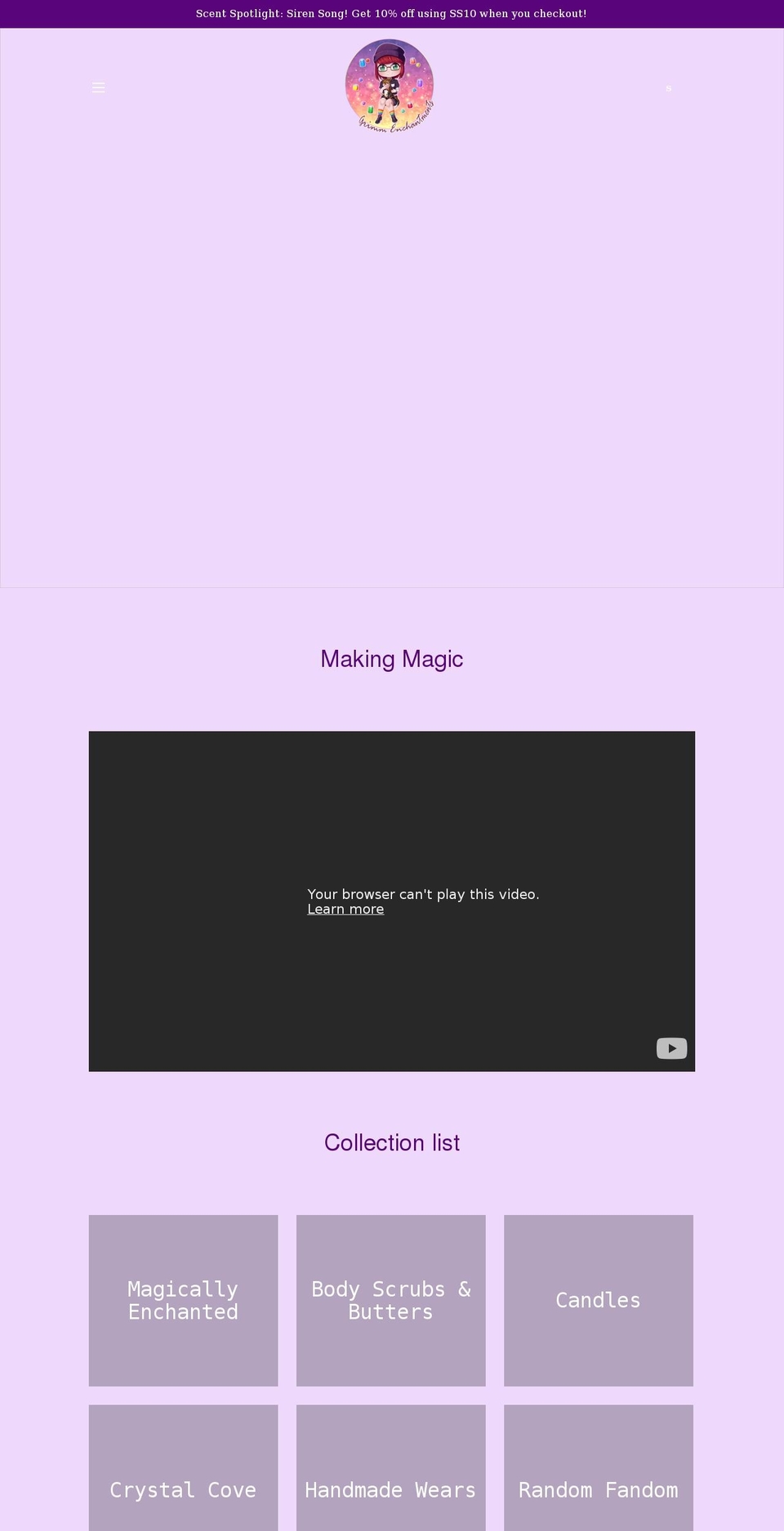 grimmenchantments.com shopify website screenshot