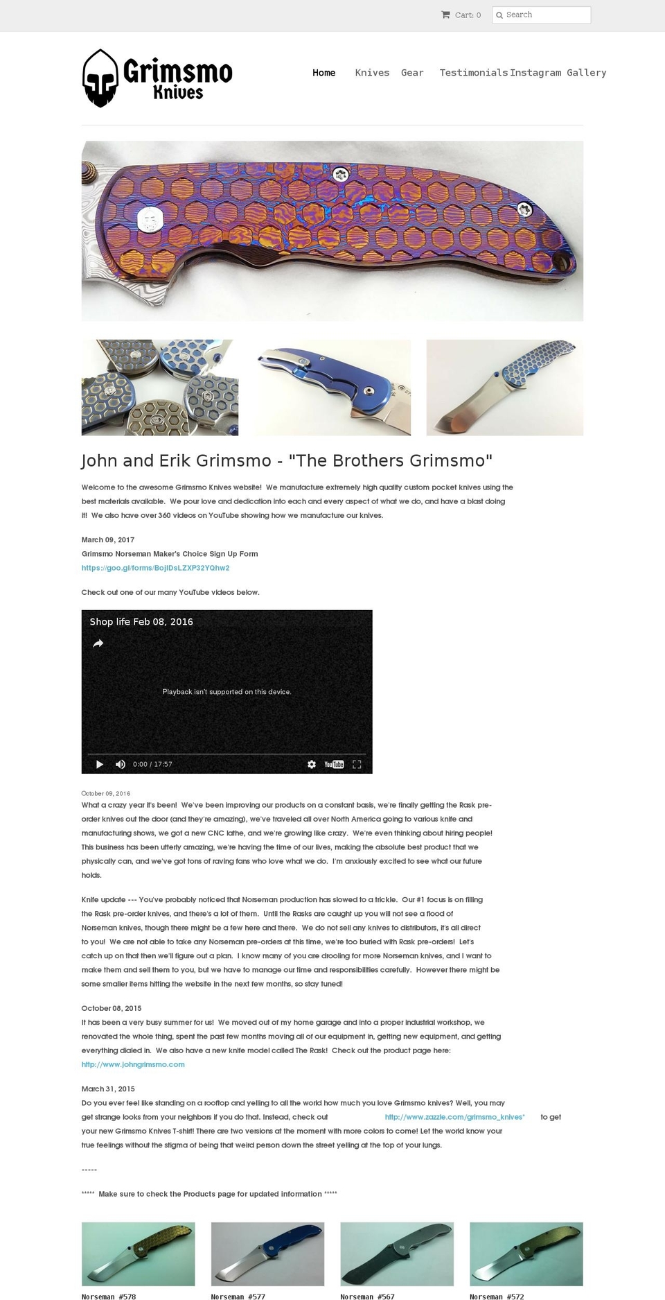 grimsmoknives.com shopify website screenshot