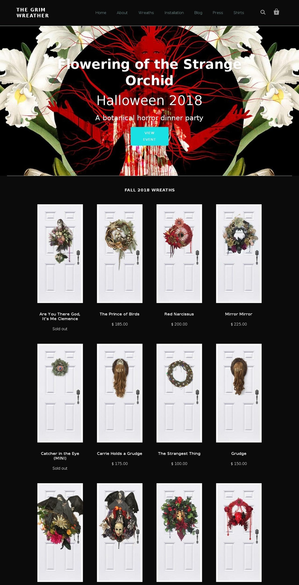 grimwreather.com shopify website screenshot