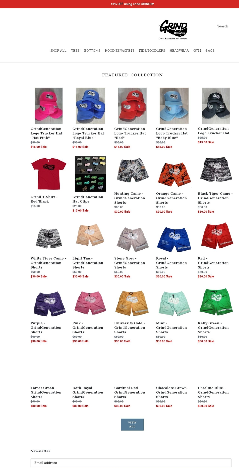 grindgeneration.com shopify website screenshot