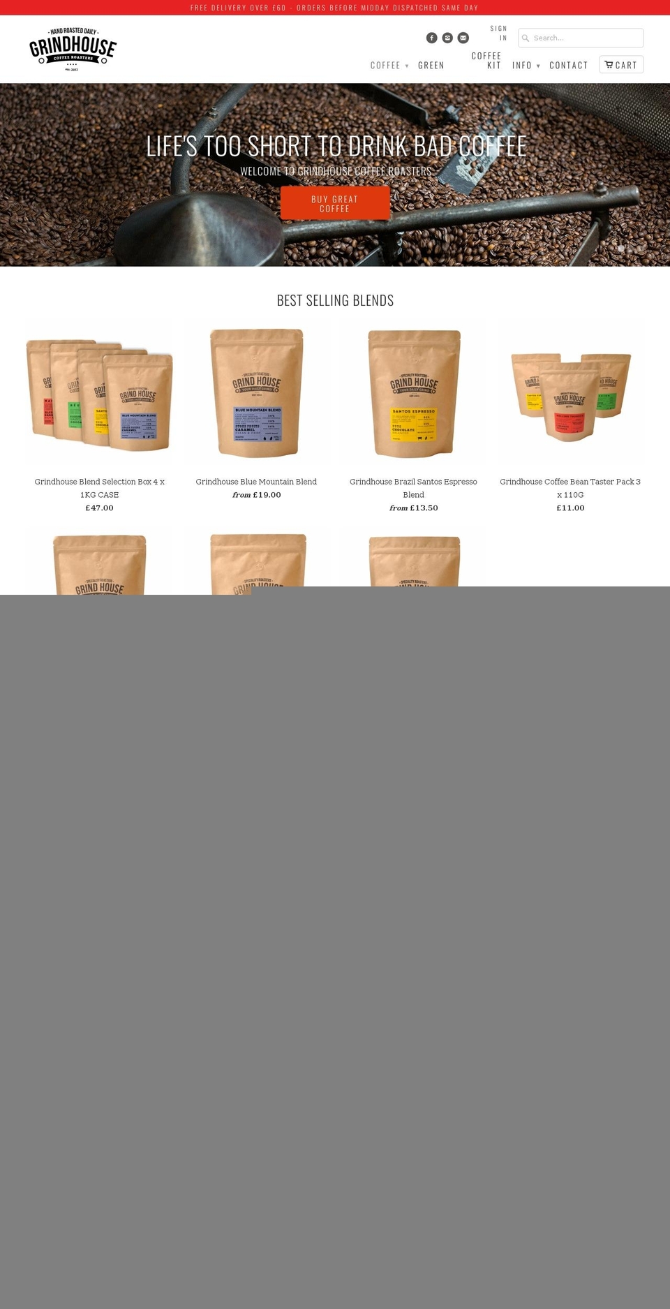 grindhousecoffee.co.uk shopify website screenshot