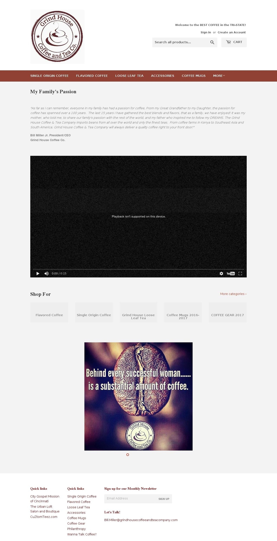 grindhousecoffeeandteacompany.com shopify website screenshot