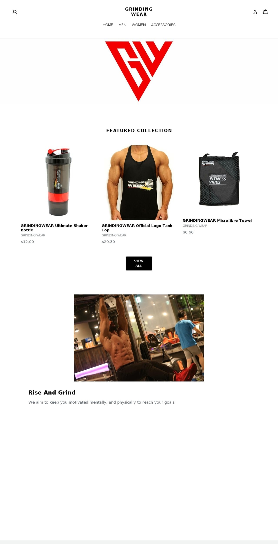 grindingwear.com — Shopify storefront screenshot