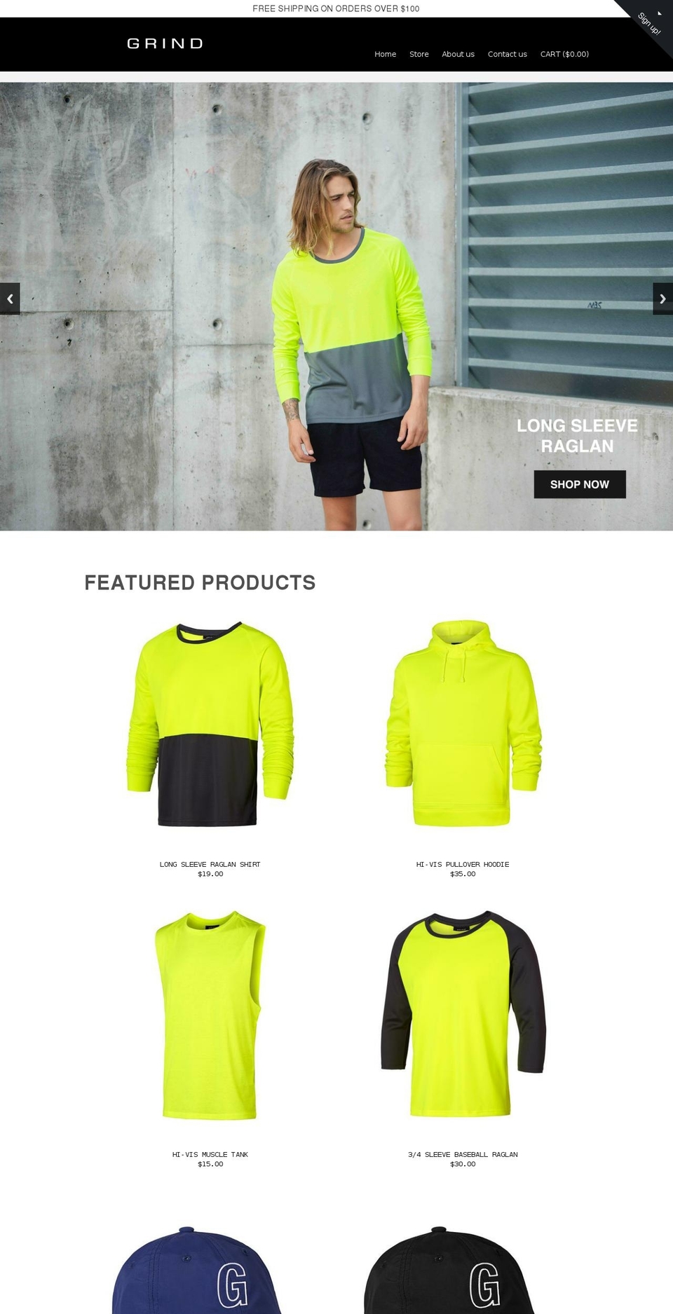 plain Shopify theme site example grindworkwear.com.au