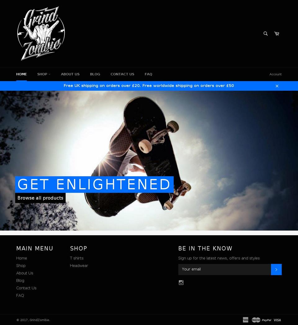 grindzombie.com shopify website screenshot