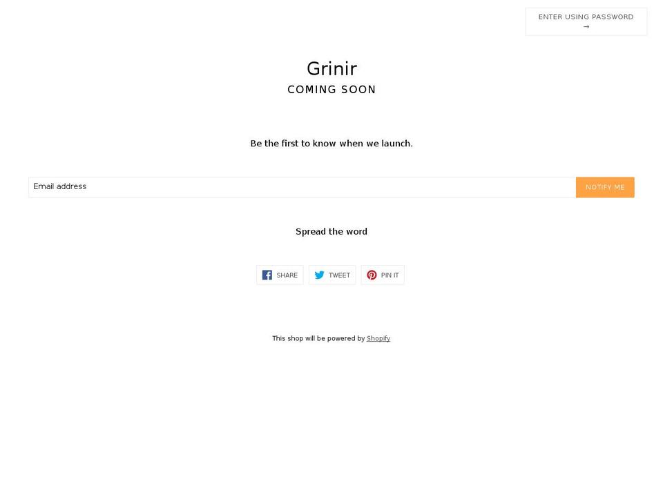 grinir.myshopify.com shopify website screenshot