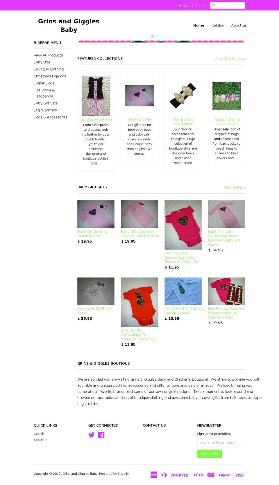 grinsandgigglesbaby.com shopify website screenshot