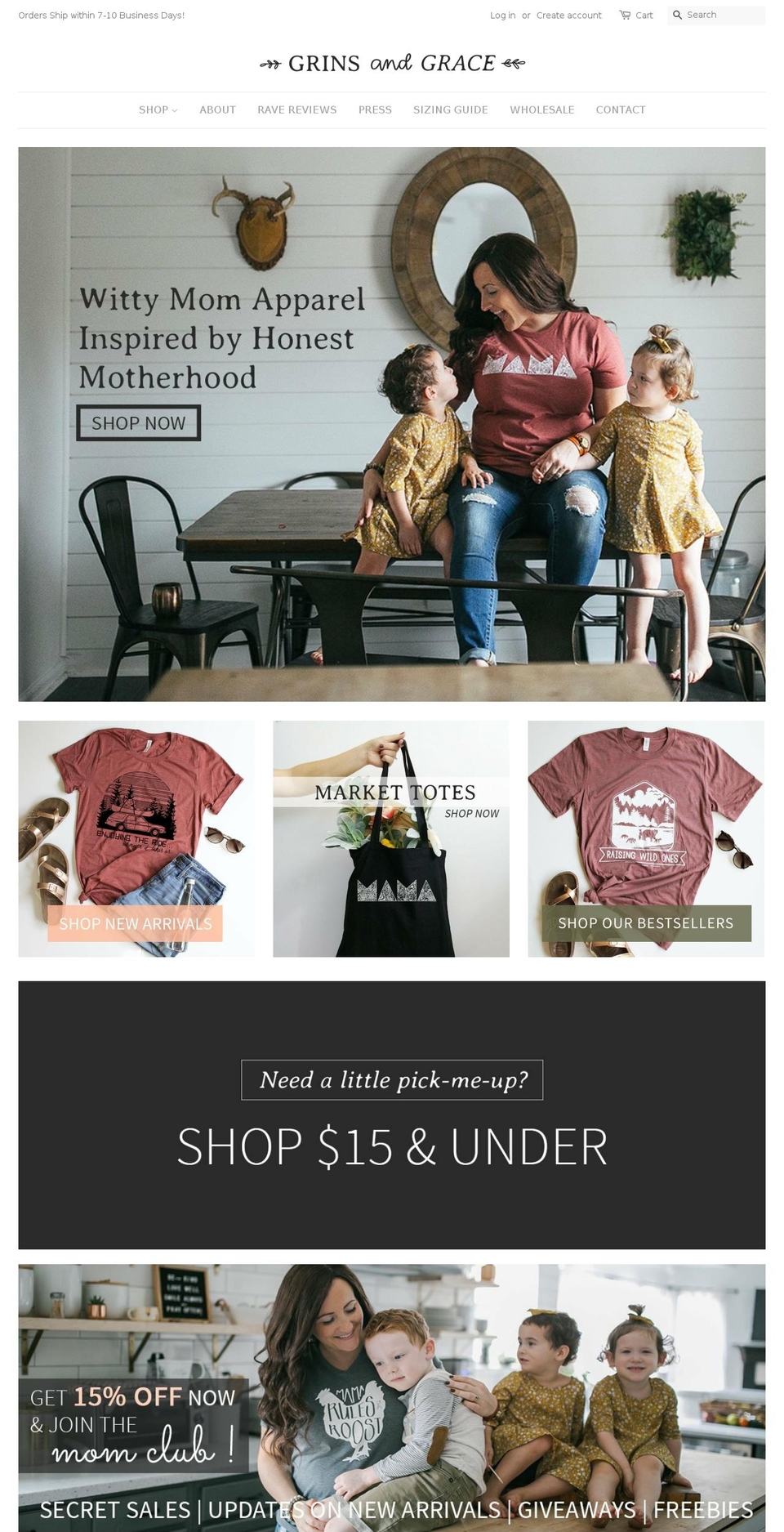 grinsandgrace.com shopify website screenshot