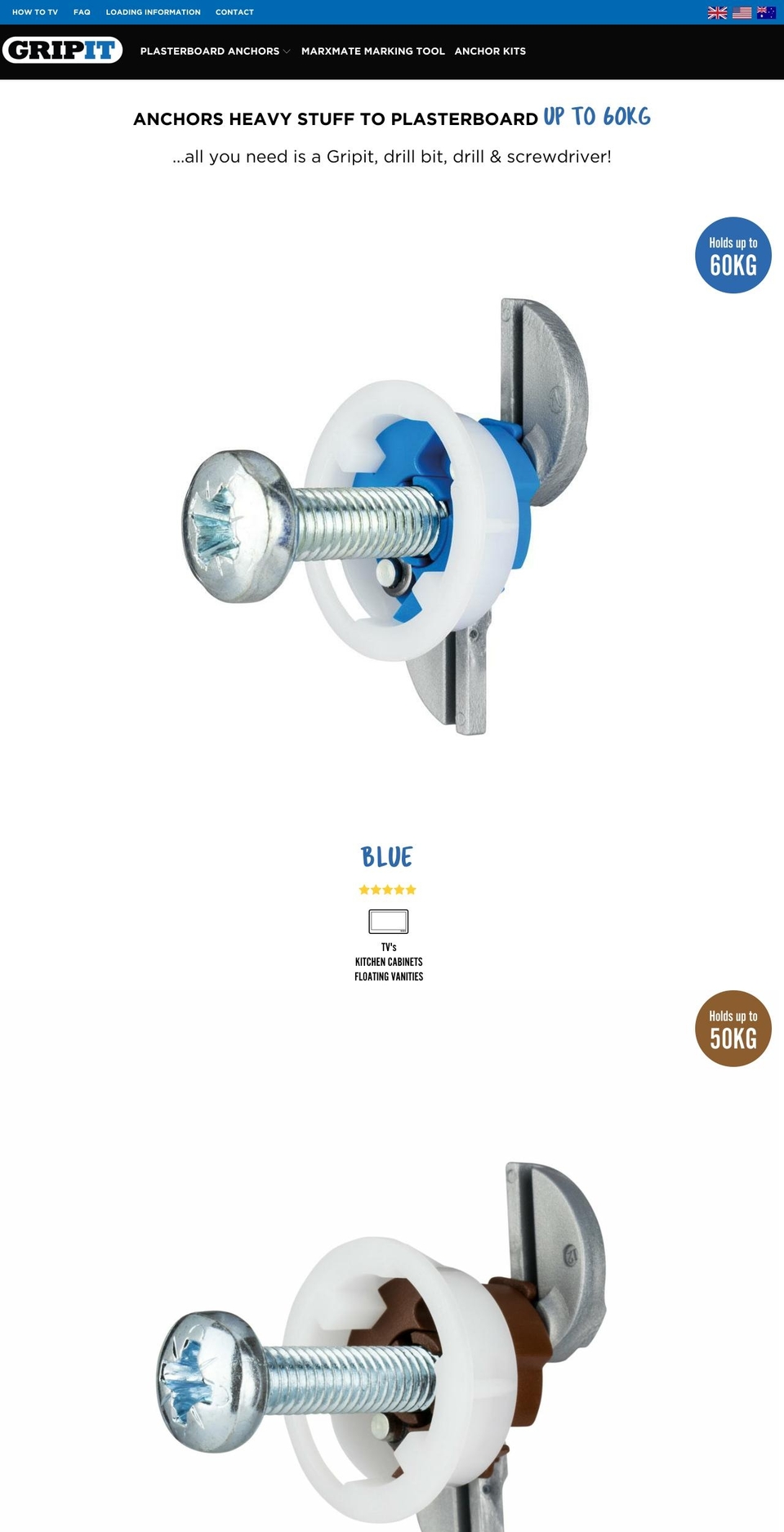 gripitfixings.com.au shopify website screenshot