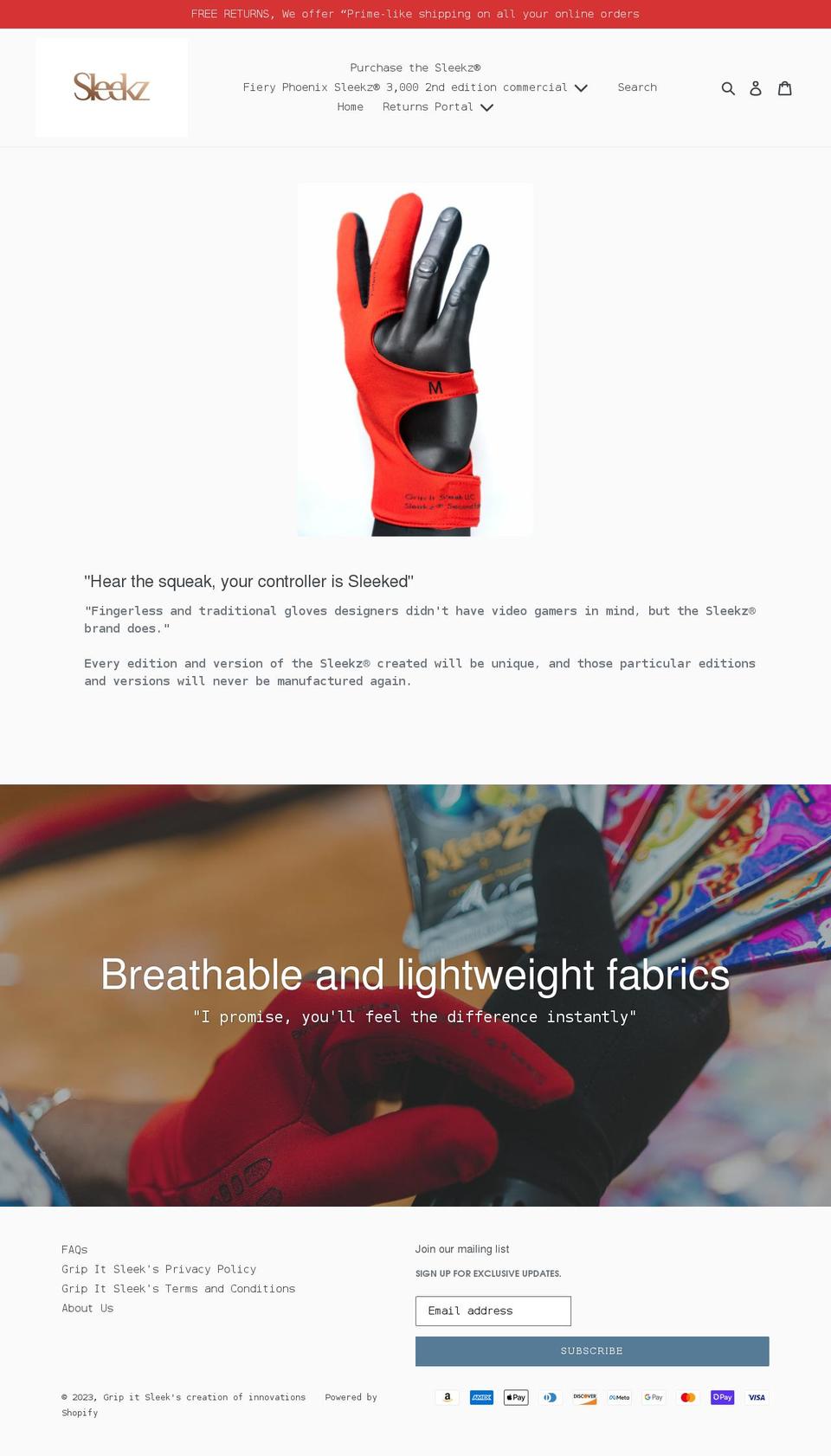 gripitsleek.com shopify website screenshot