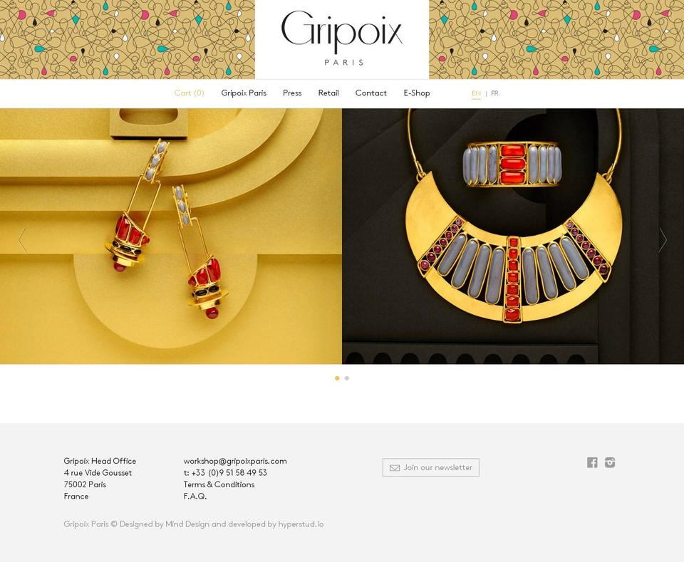 gripoixparis.com shopify website screenshot