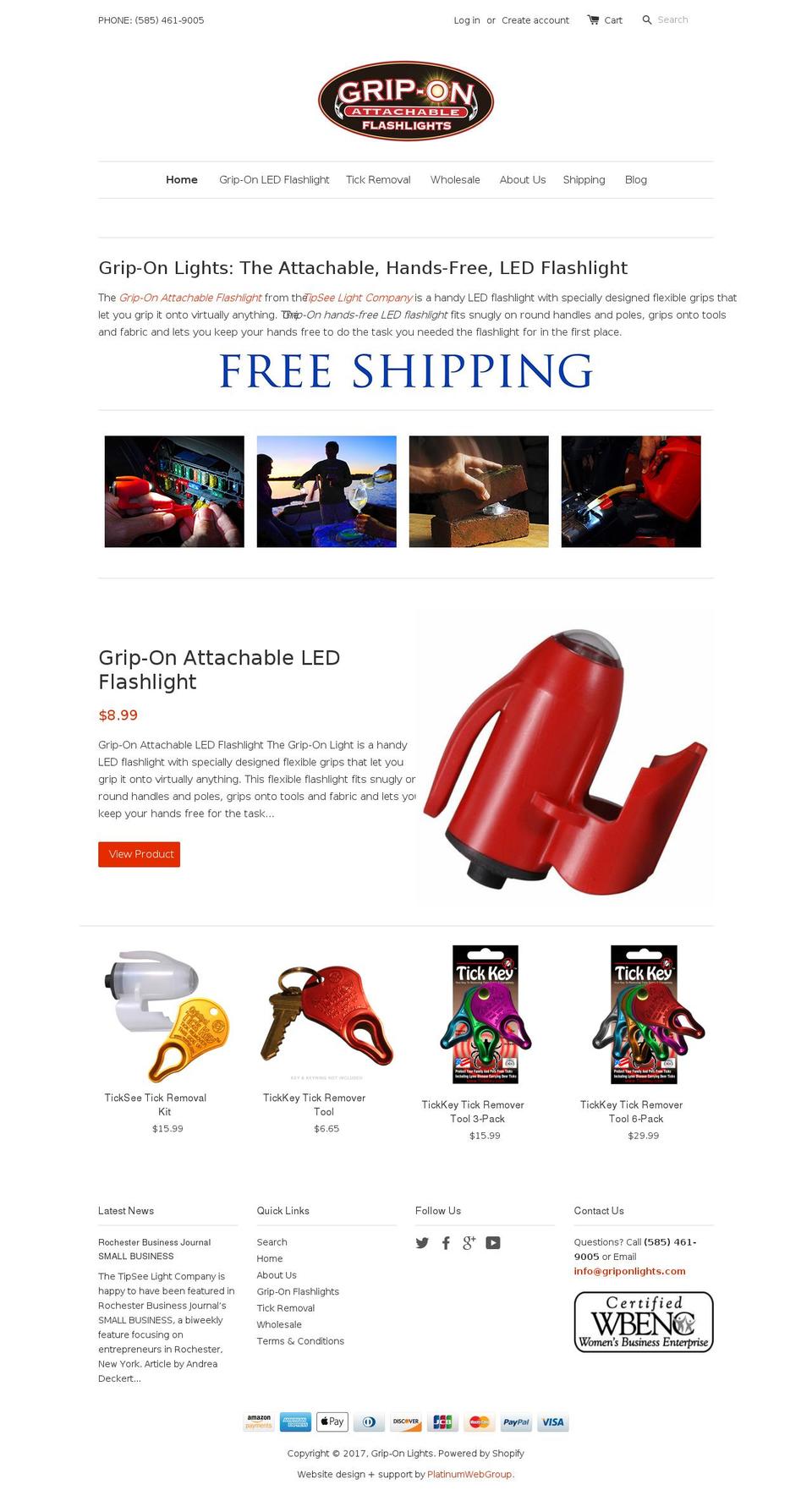griponlights.com shopify website screenshot