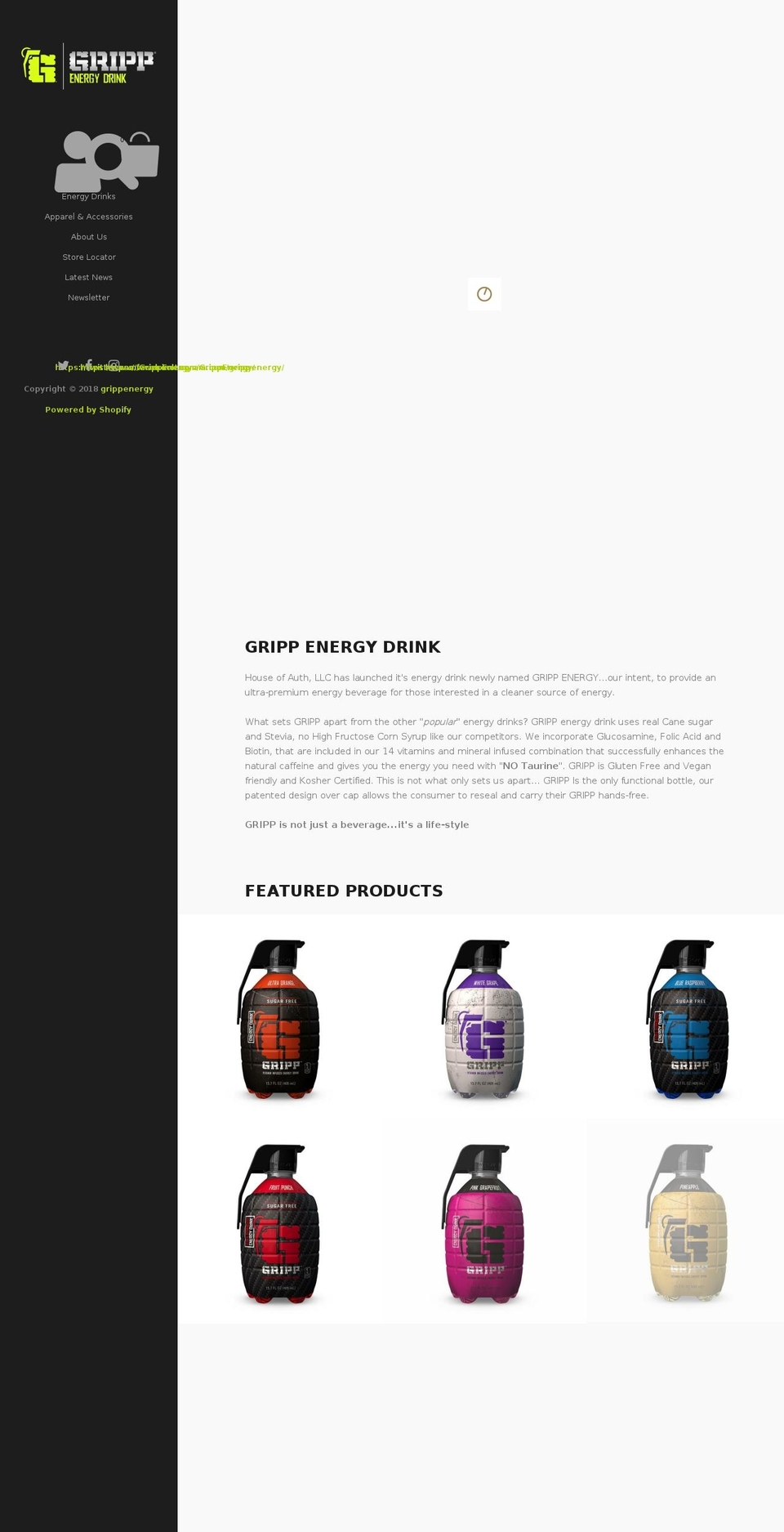 grippenergy.com shopify website screenshot