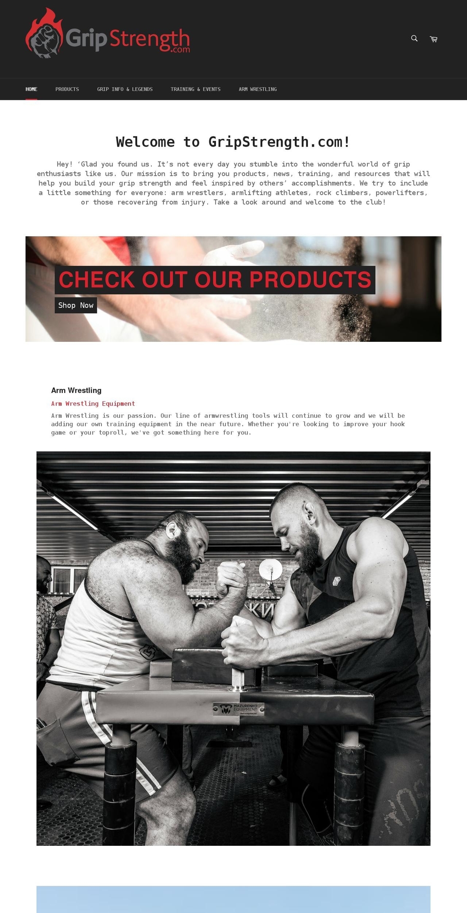 gripstrength.com shopify website screenshot