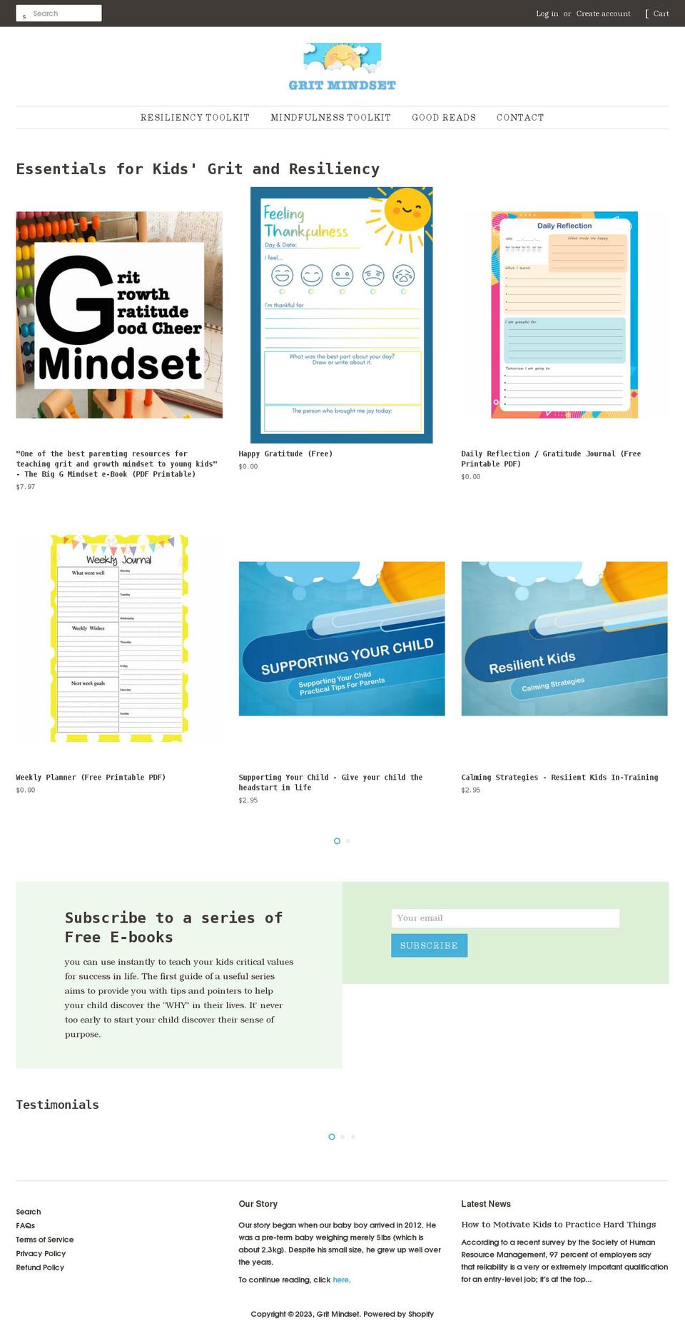 grit-mindset.com shopify website screenshot