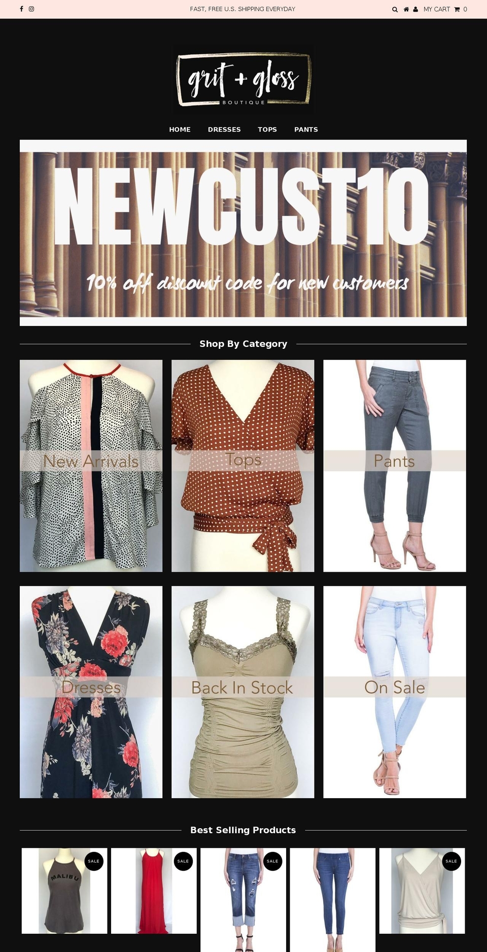 gritandglossboutique.com — Shopify storefront screenshot
