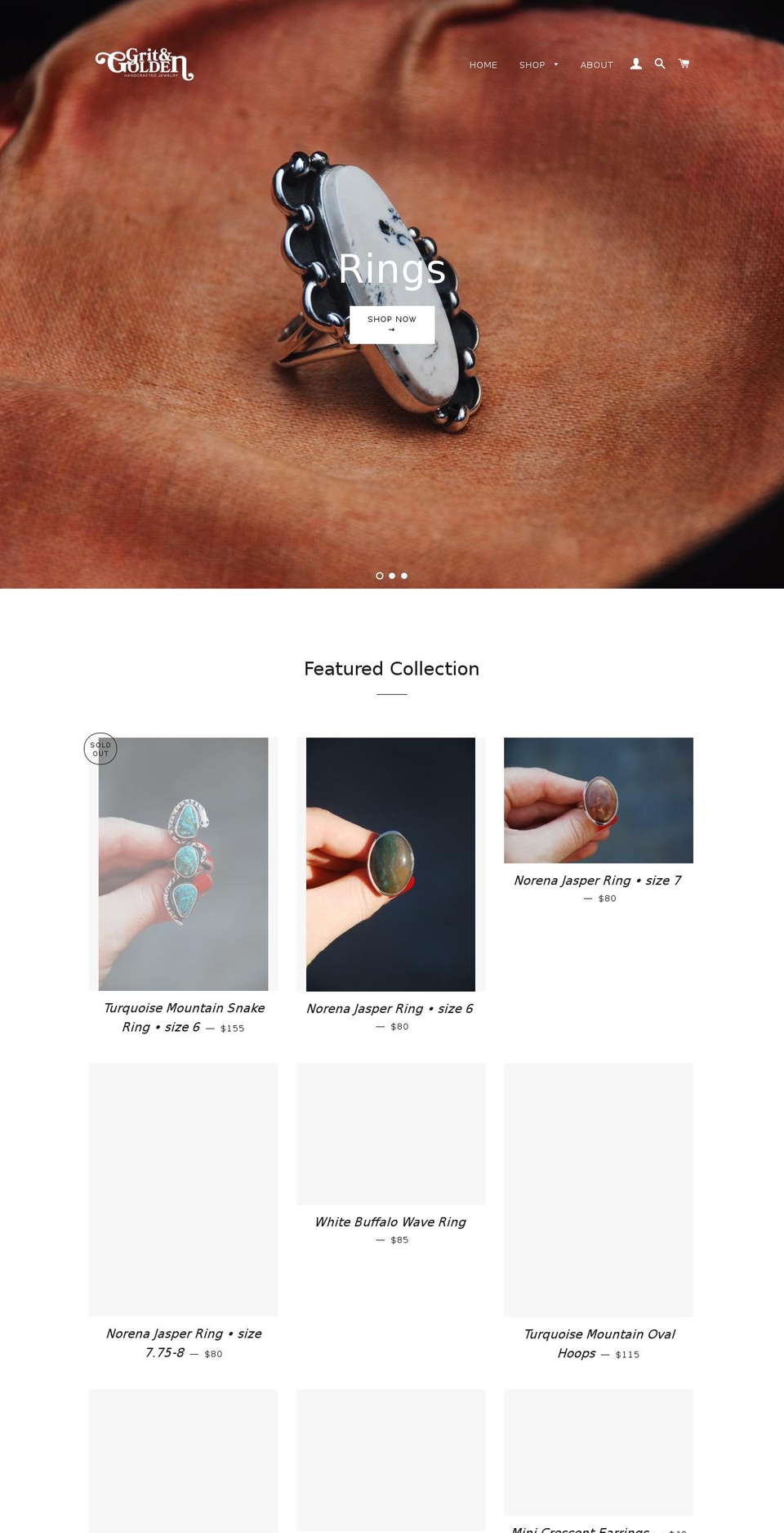 gritandgolden.com — Shopify storefront screenshot