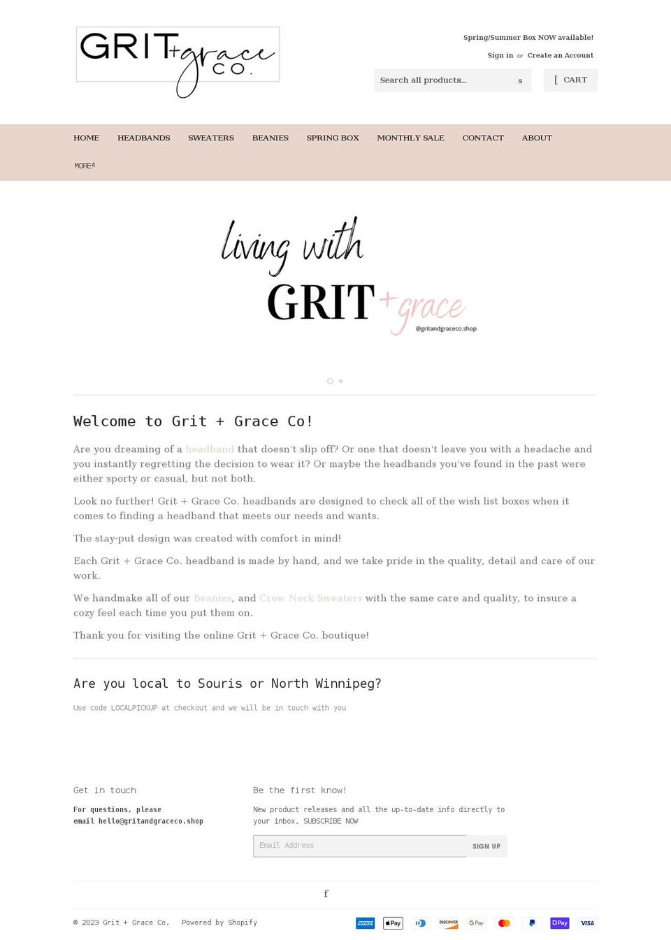 gritandgraceco.shop shopify website screenshot