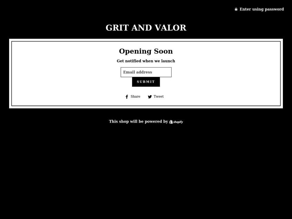 gritandvalor.com shopify website screenshot