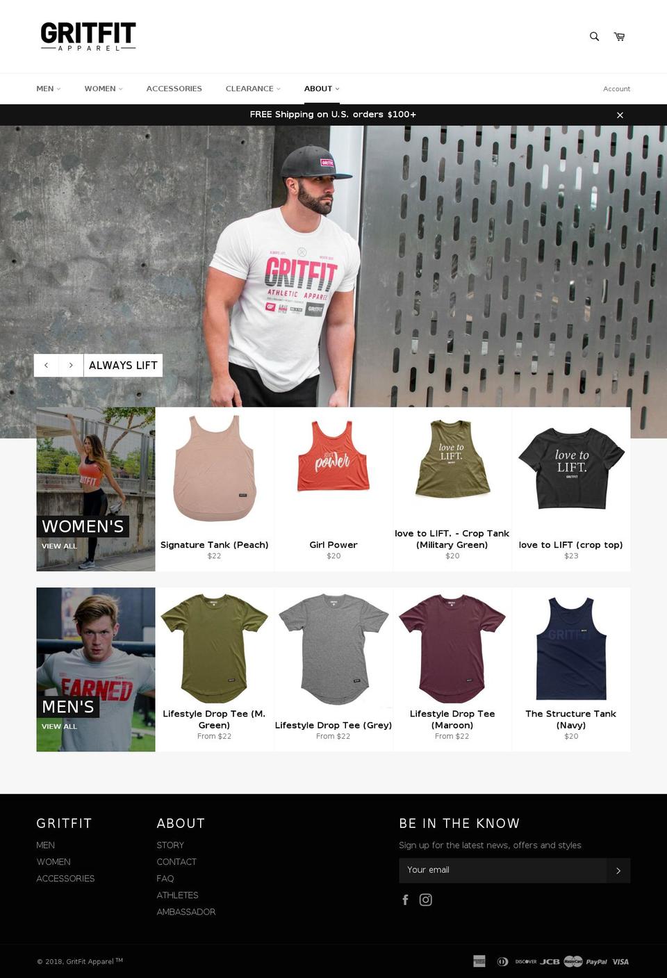 gritfitapparel.com — Shopify storefront screenshot