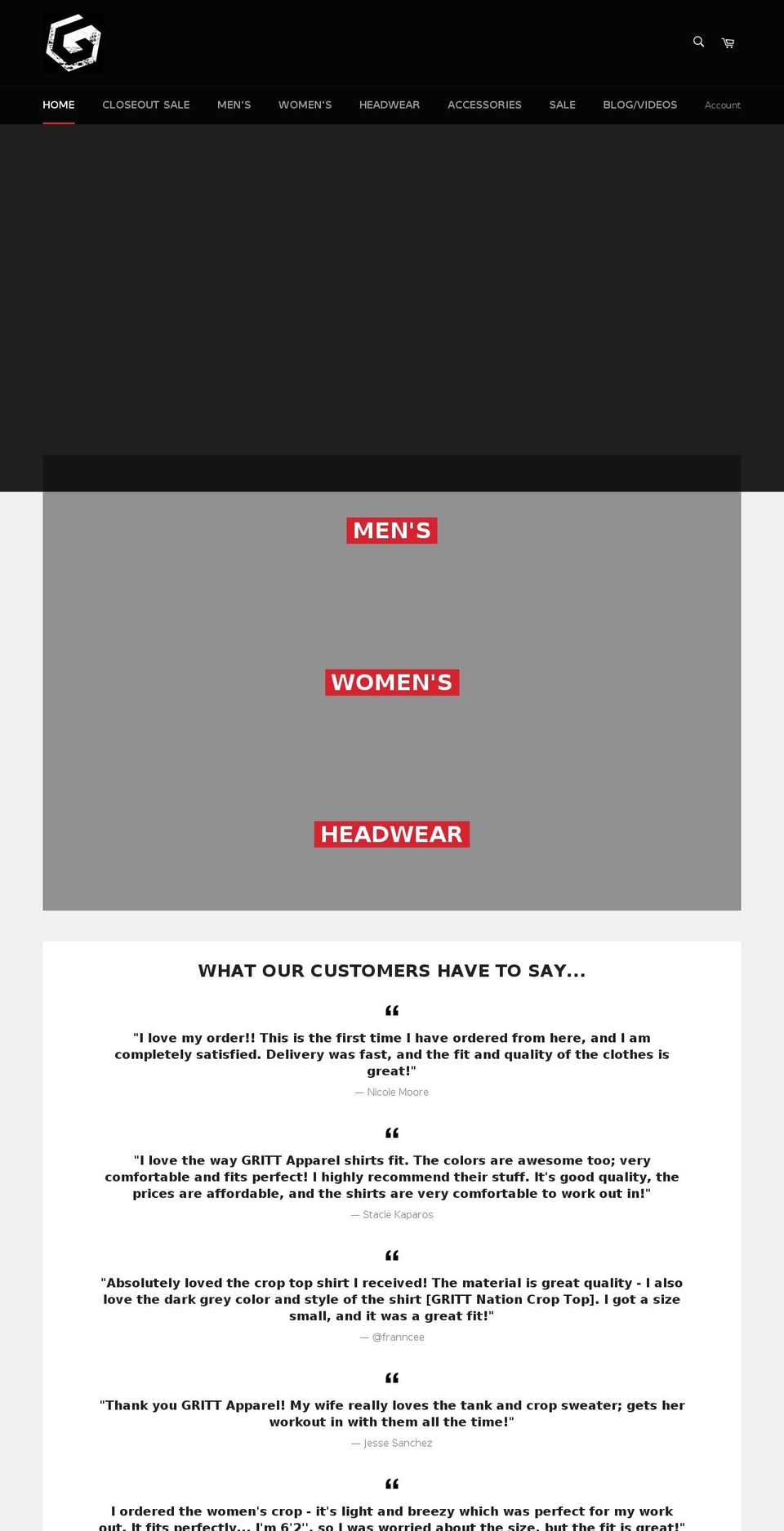 grittapparel.com shopify website screenshot