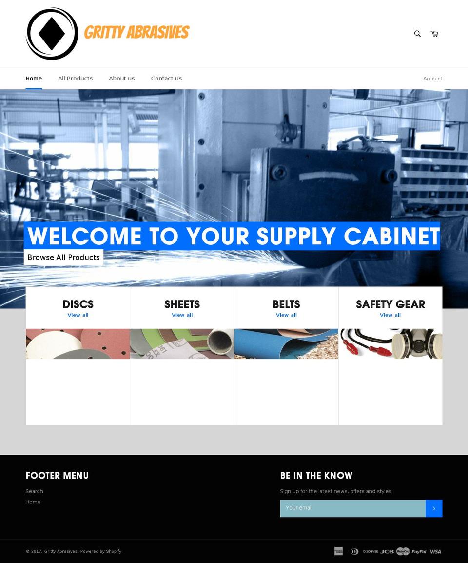 grittyabrasives.com shopify website screenshot