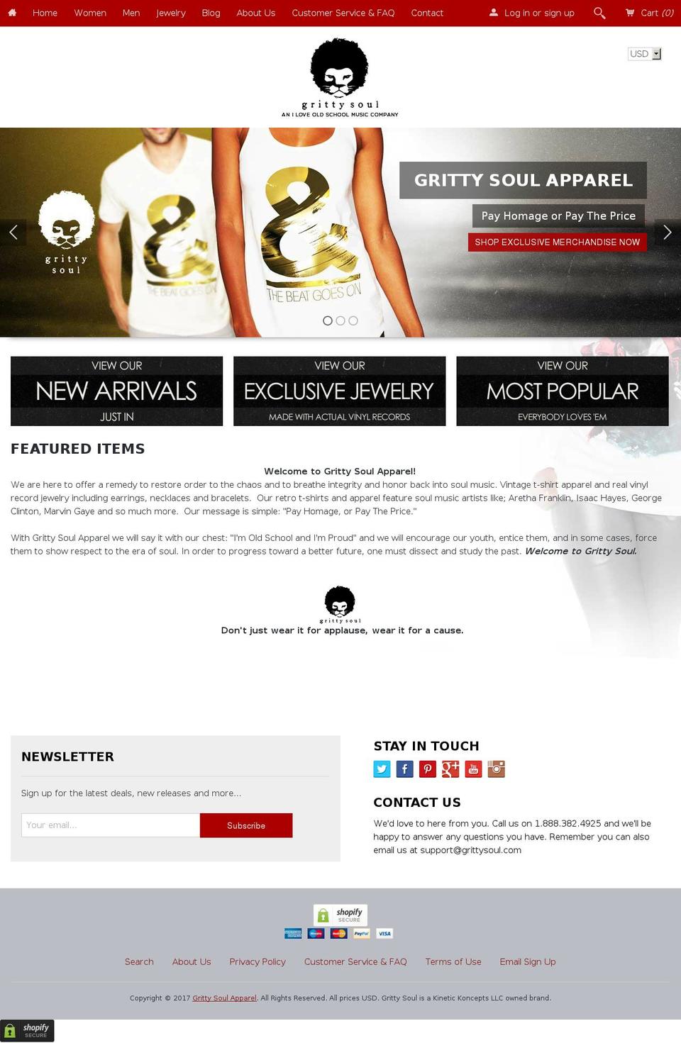 grittysoul.com shopify website screenshot