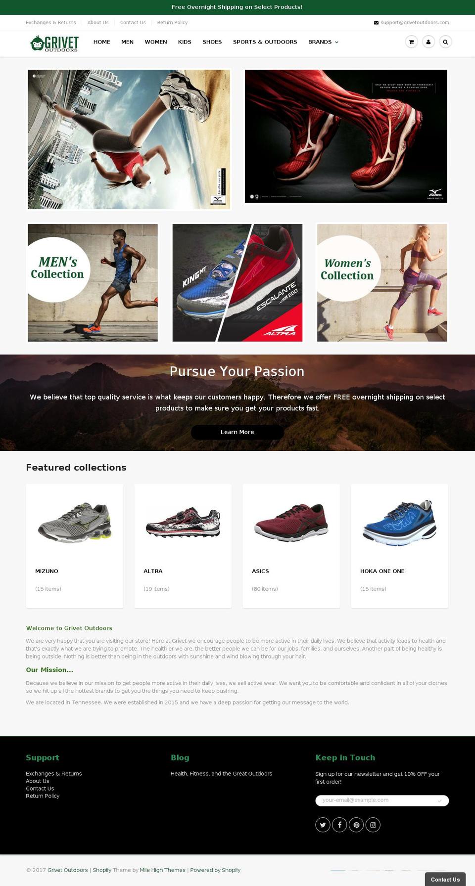 grivetoutdoors.com shopify website screenshot