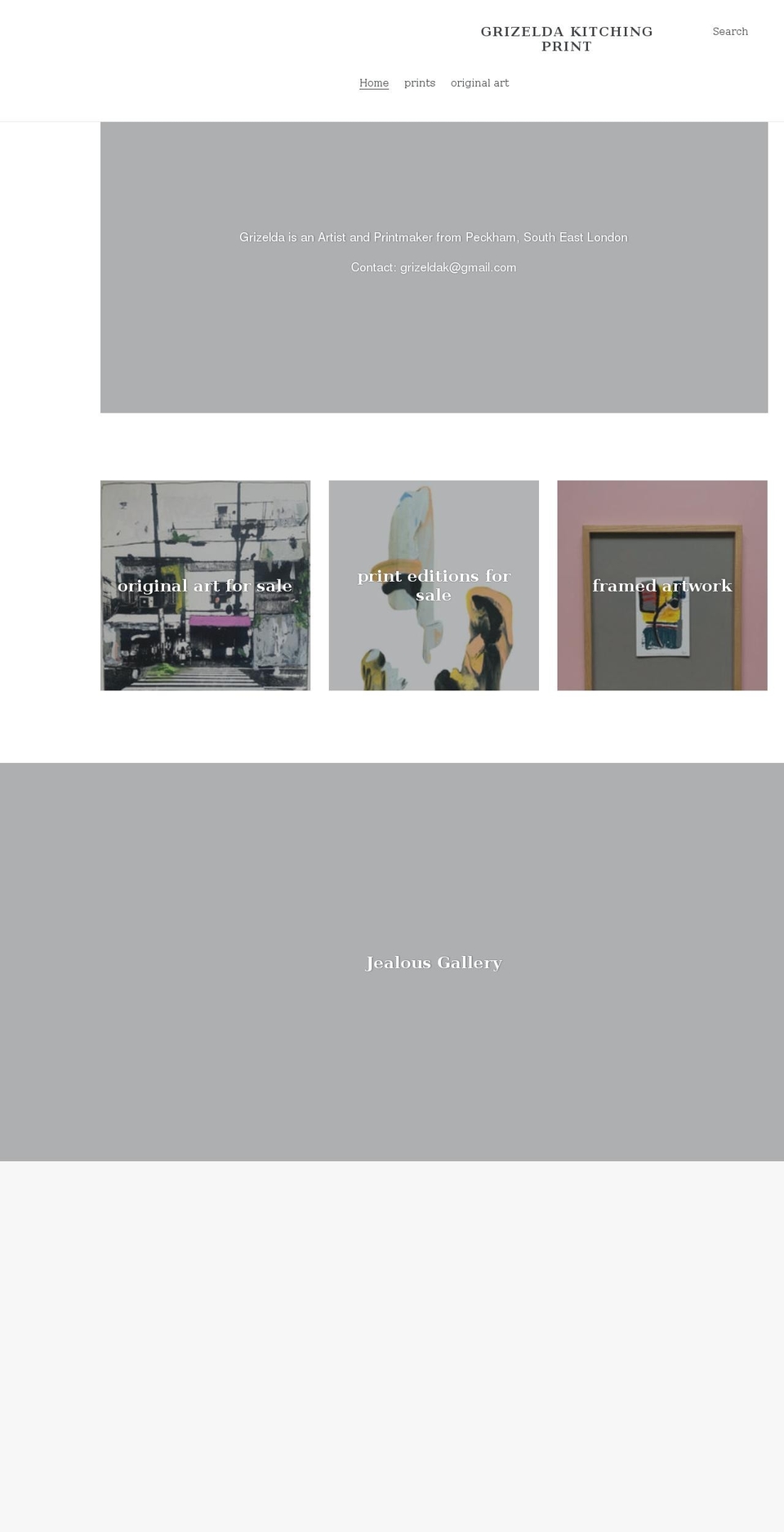 grizeldakitchingprint.com shopify website screenshot