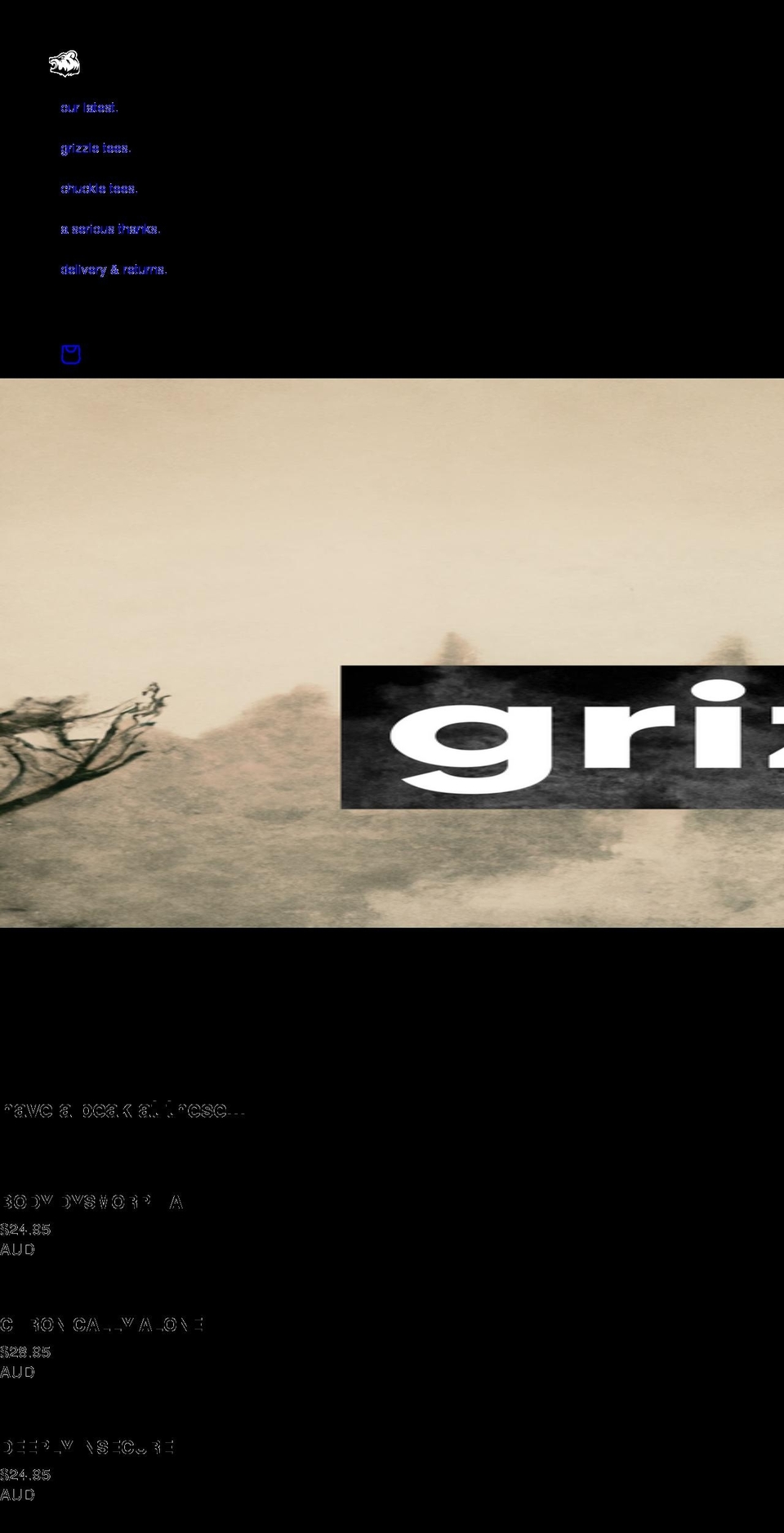 grizzlewear.com shopify website screenshot
