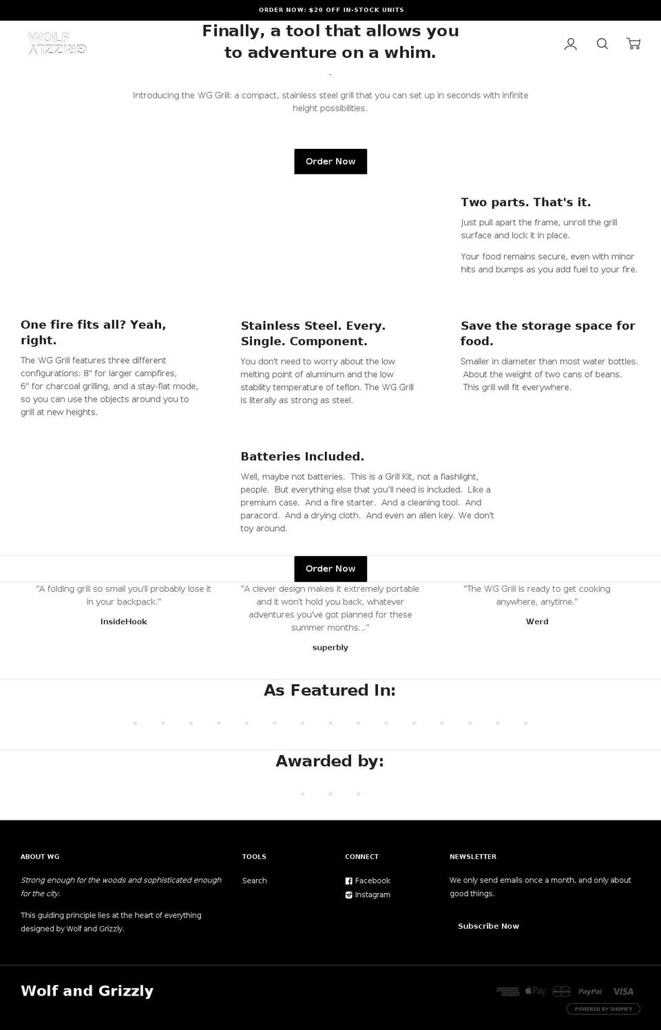 grizzlyandwolf.com — Shopify storefront screenshot