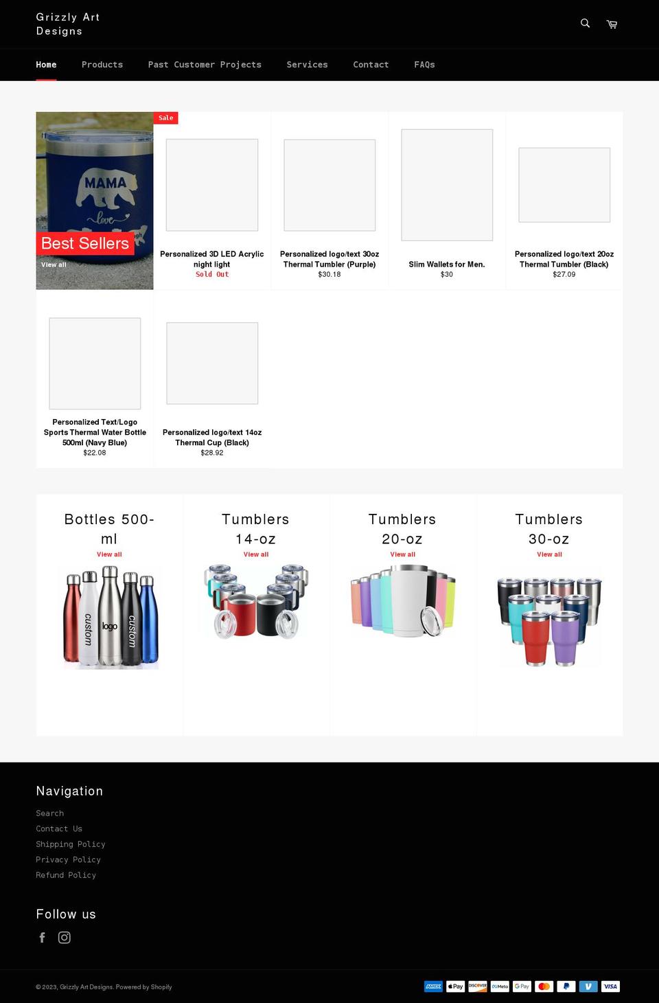 grizzlyartdesigns.com shopify website screenshot