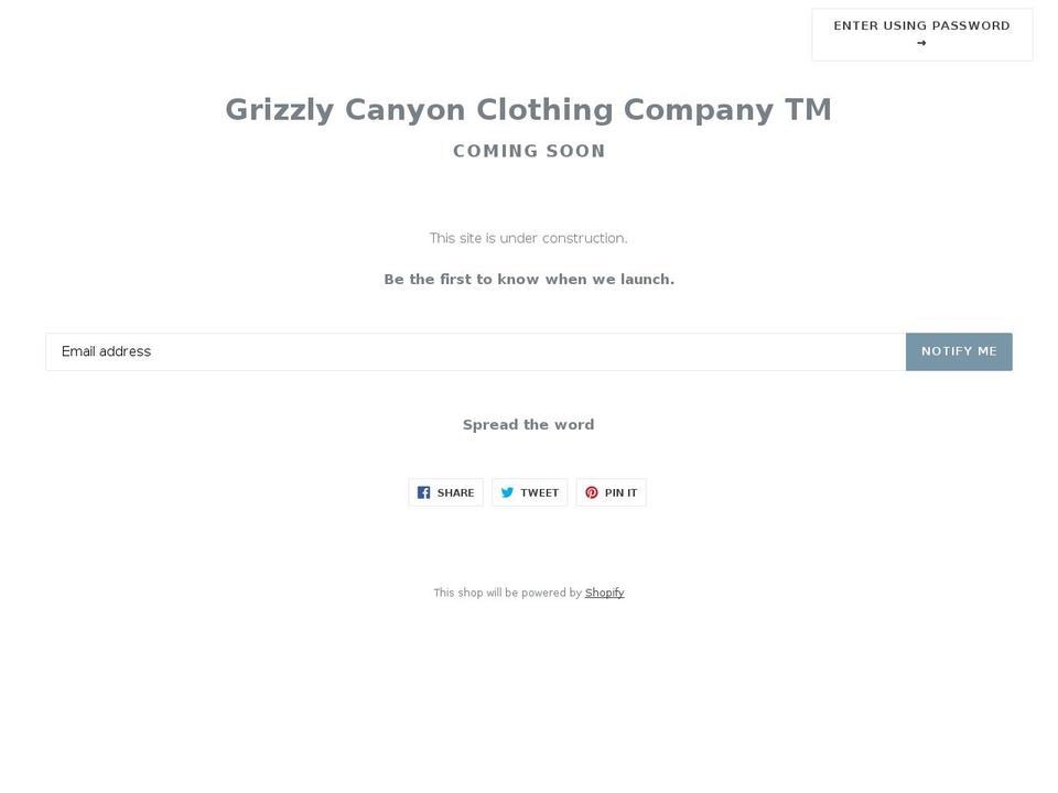 grizzlycanyon.com — Shopify storefront screenshot