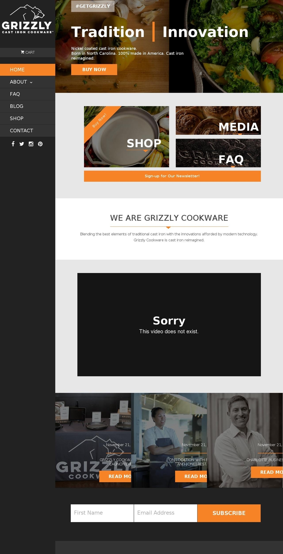 grizzlycookware.com shopify website screenshot