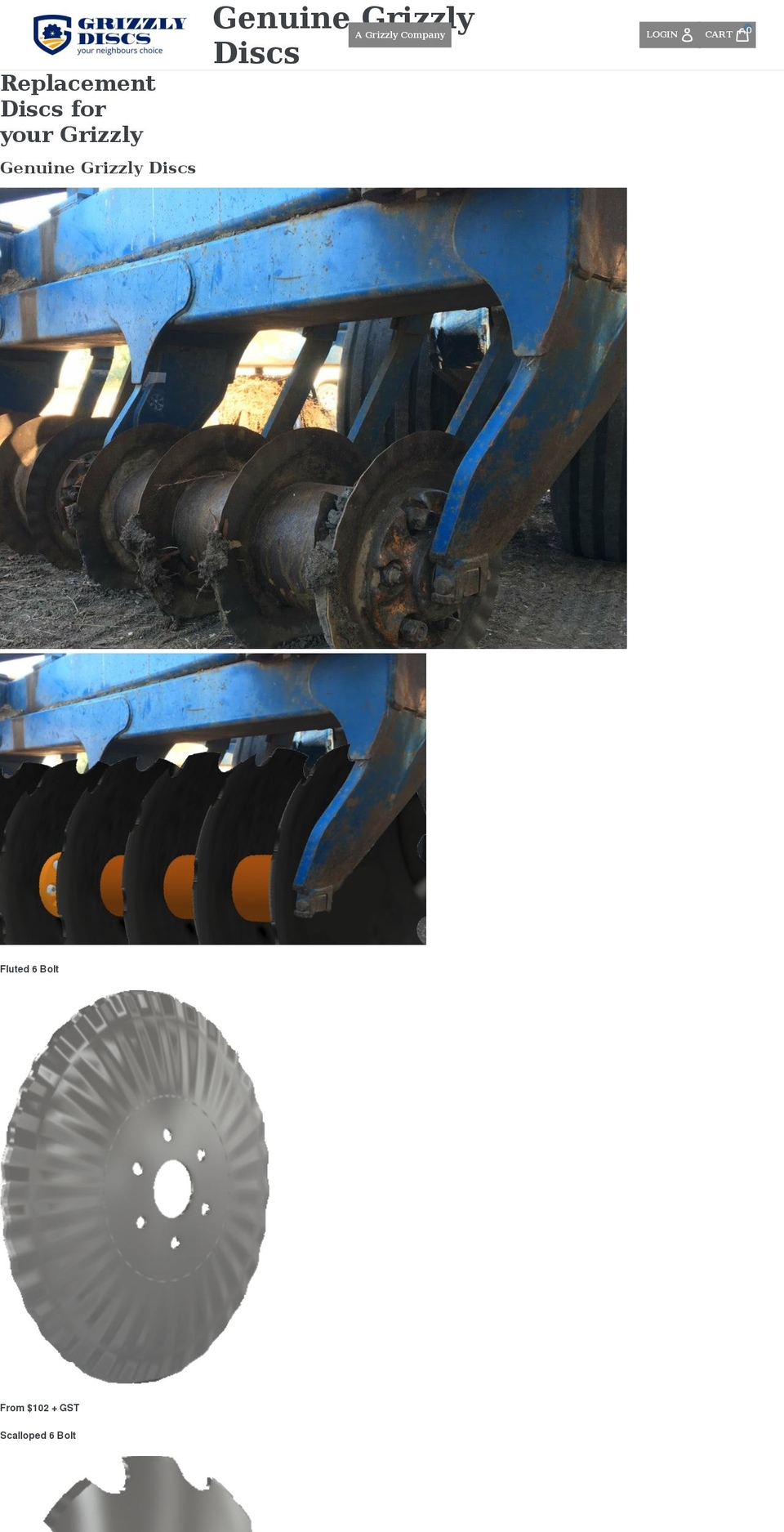 grizzlydiscs.com.au shopify website screenshot