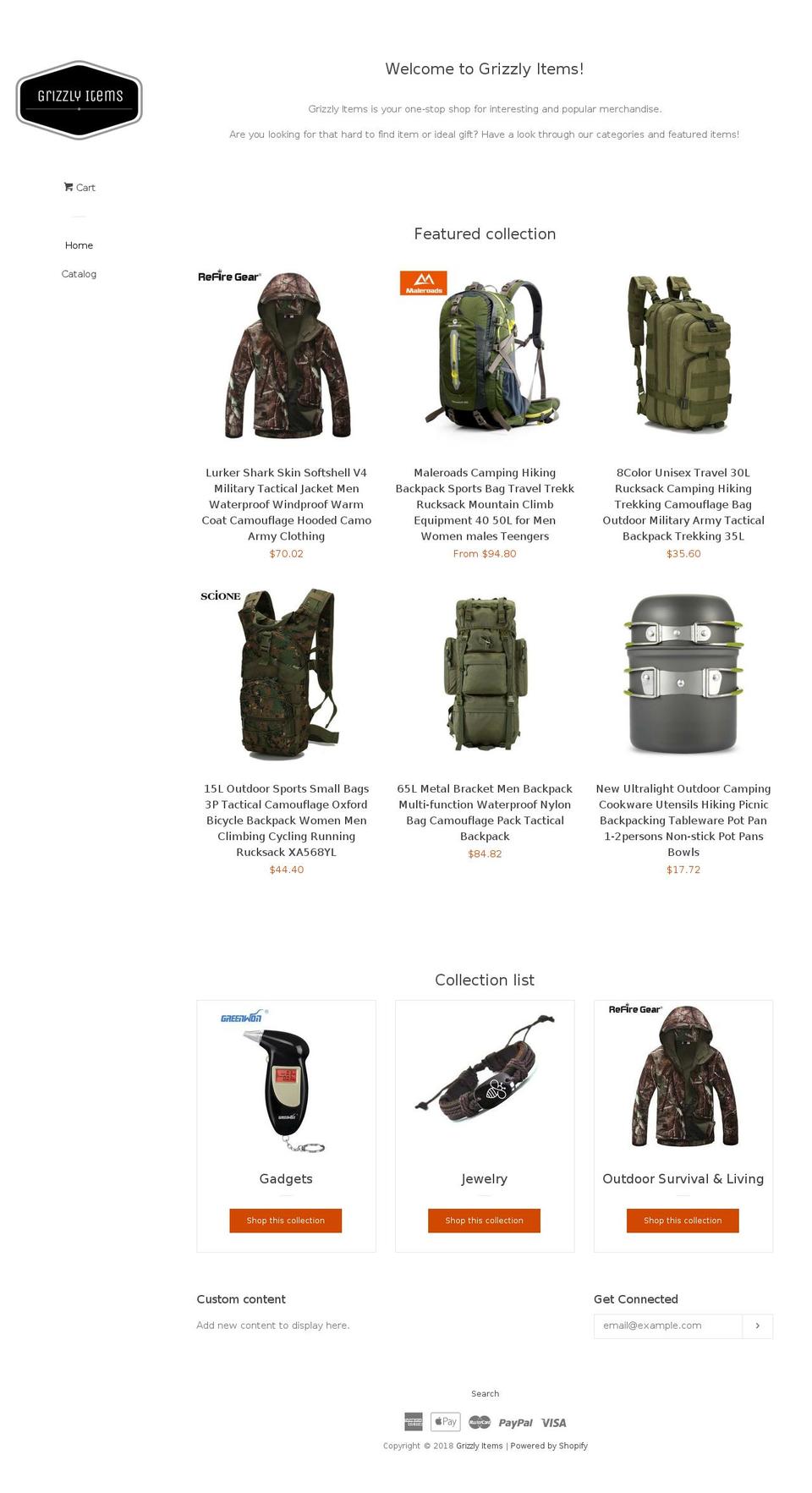 grizzlyitems.com — Shopify storefront screenshot